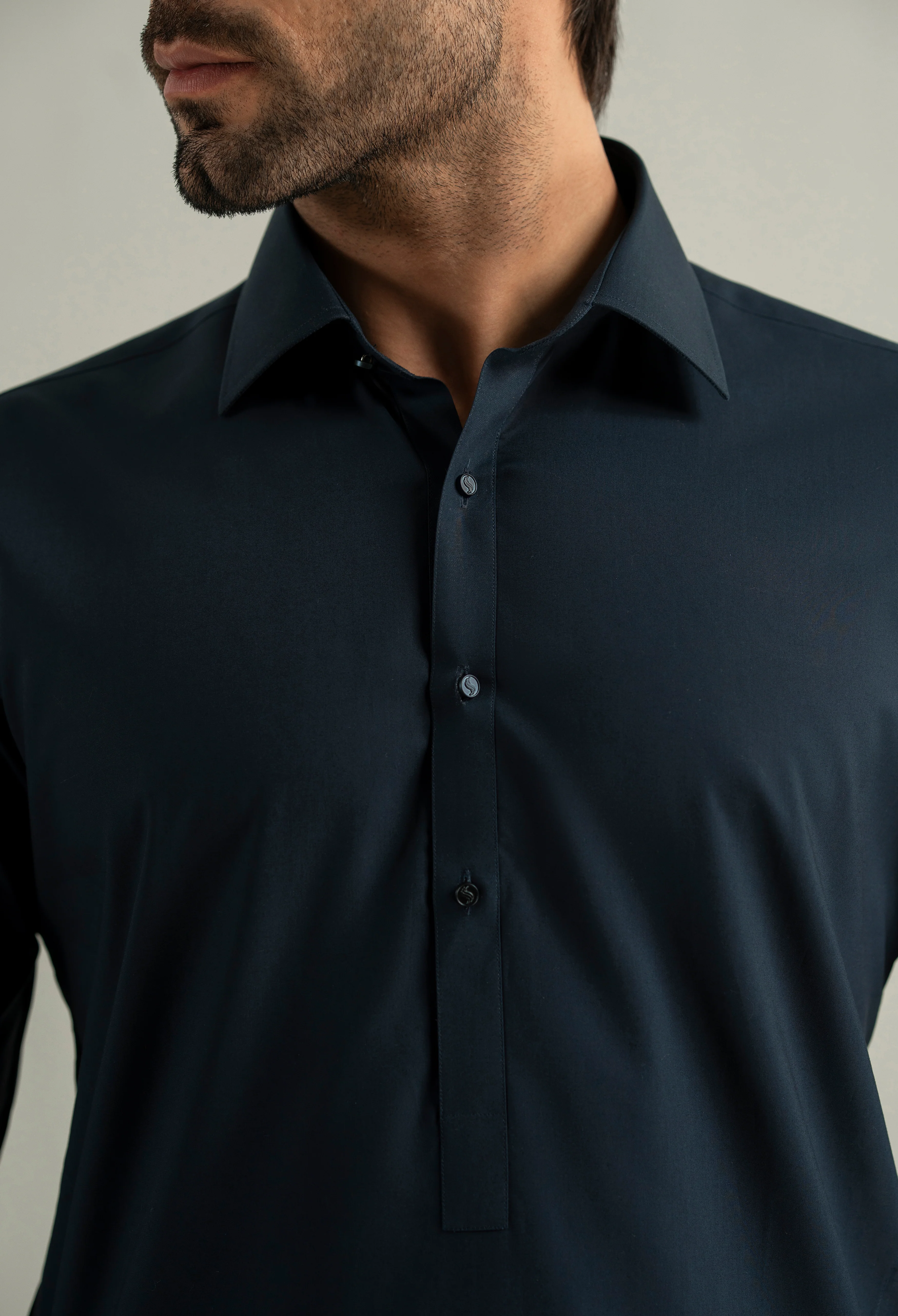 Navy Blue Cotton Kameez Shalwar - Image 2