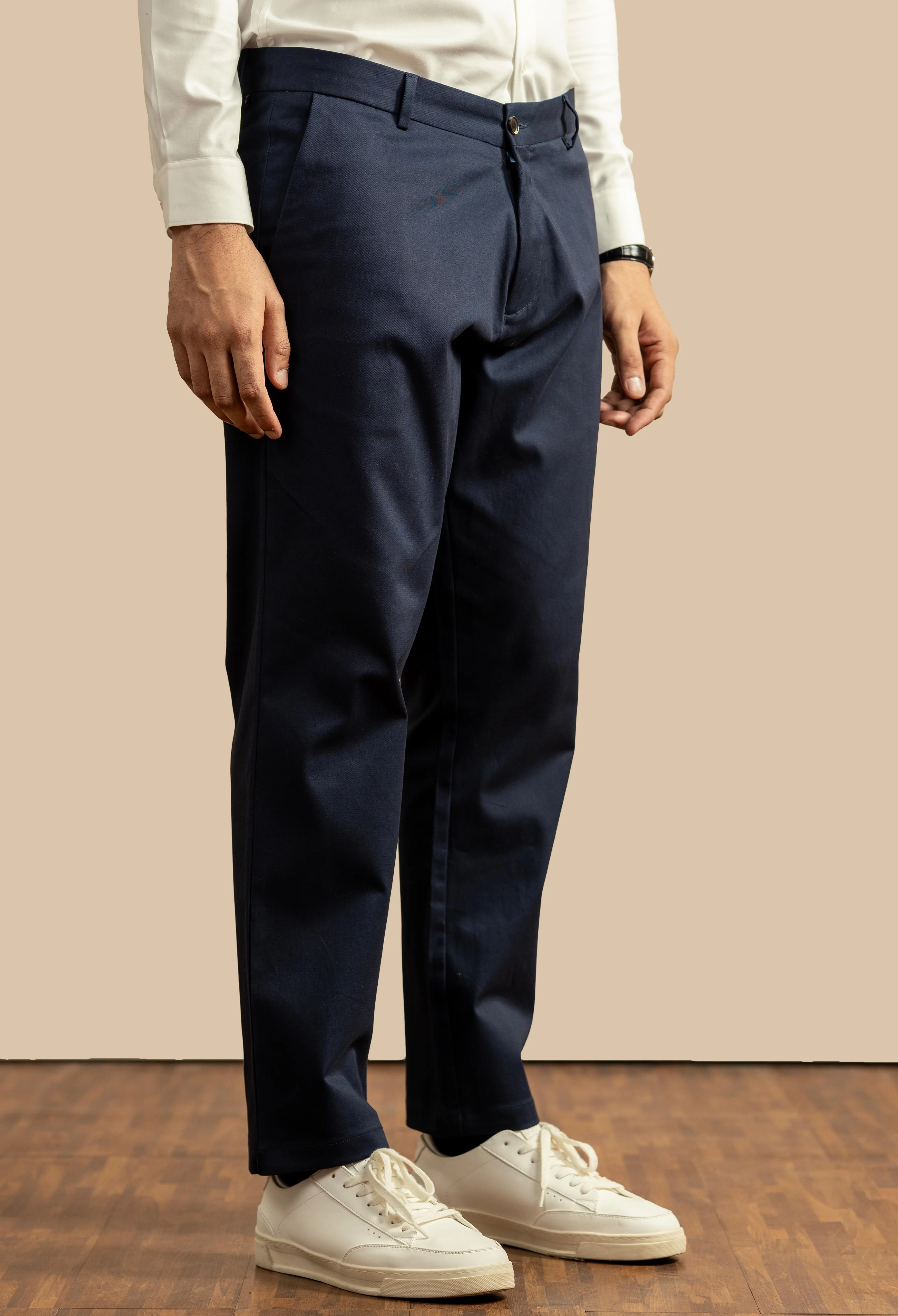 Navy Blue Cotton Trouser - Image 2