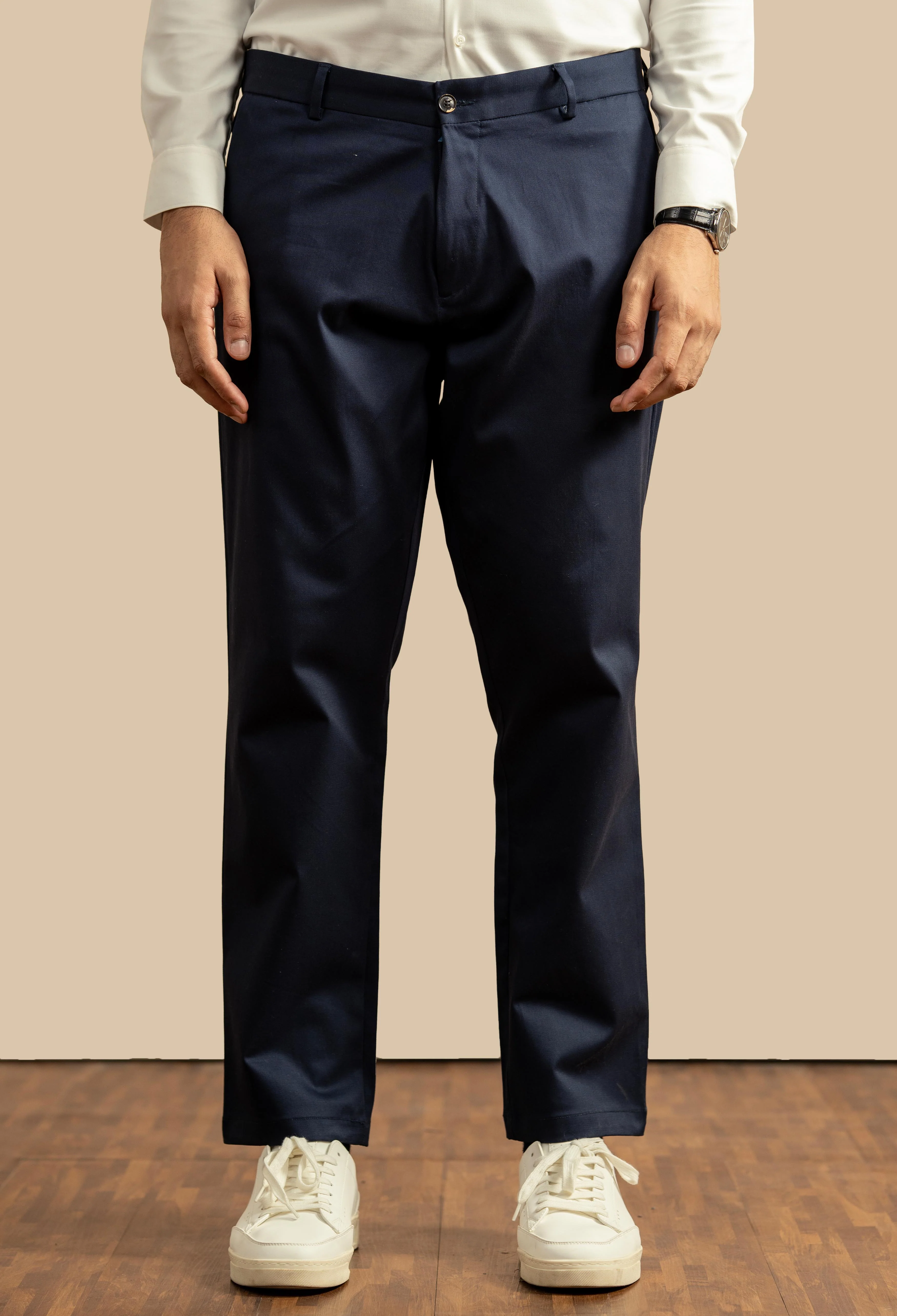 Navy Blue Cotton Trouser - Image 3