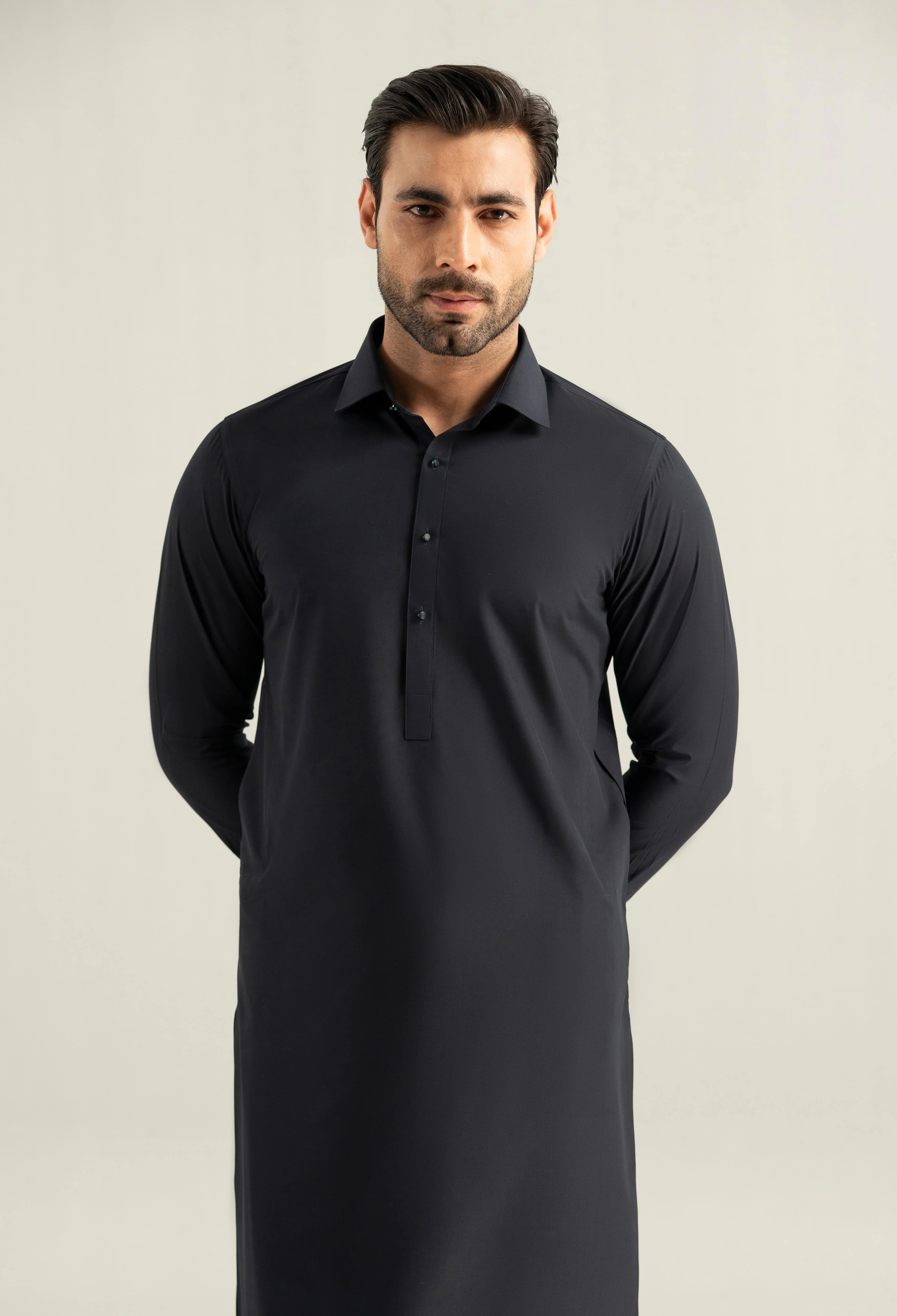 Navy Blue Detailing Kameez Shalwar - Image 2