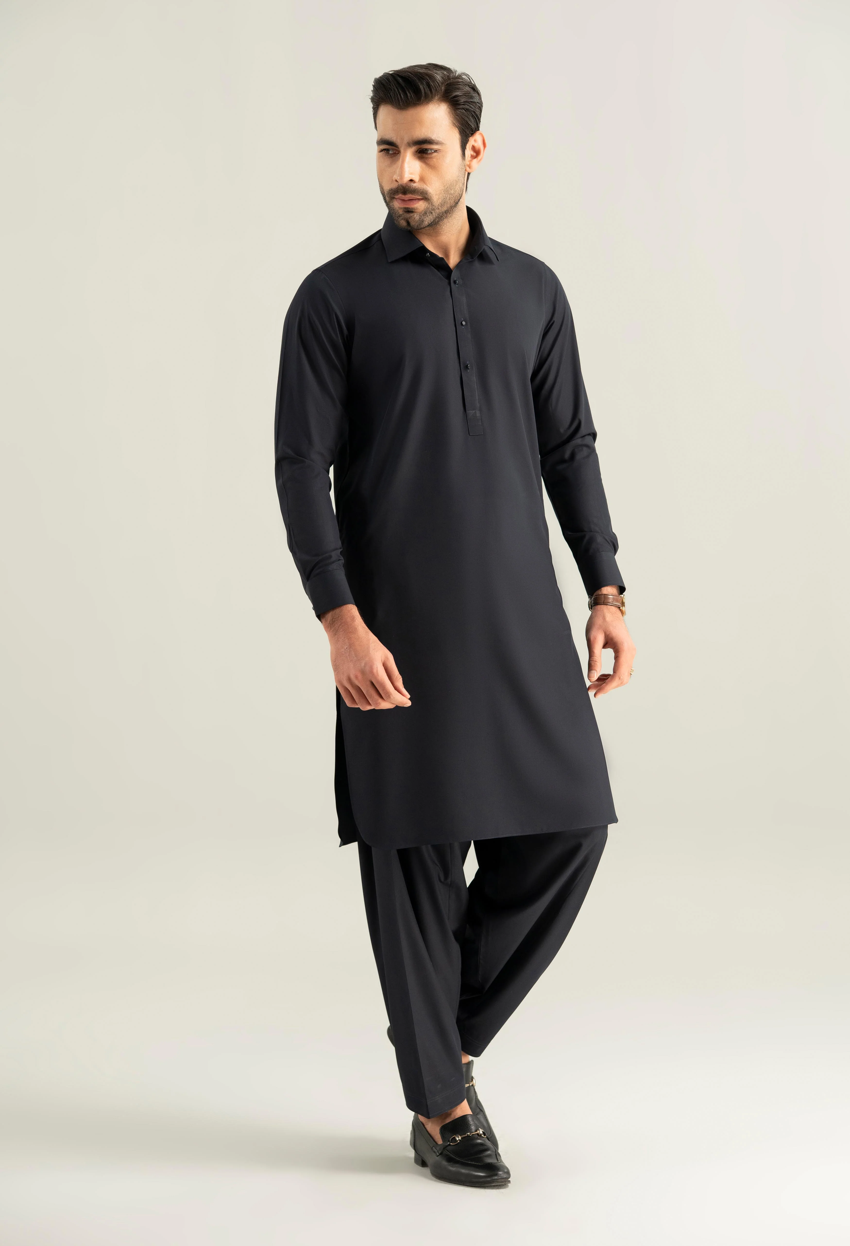 Navy Blue Detailing Kameez Shalwar - Image 8