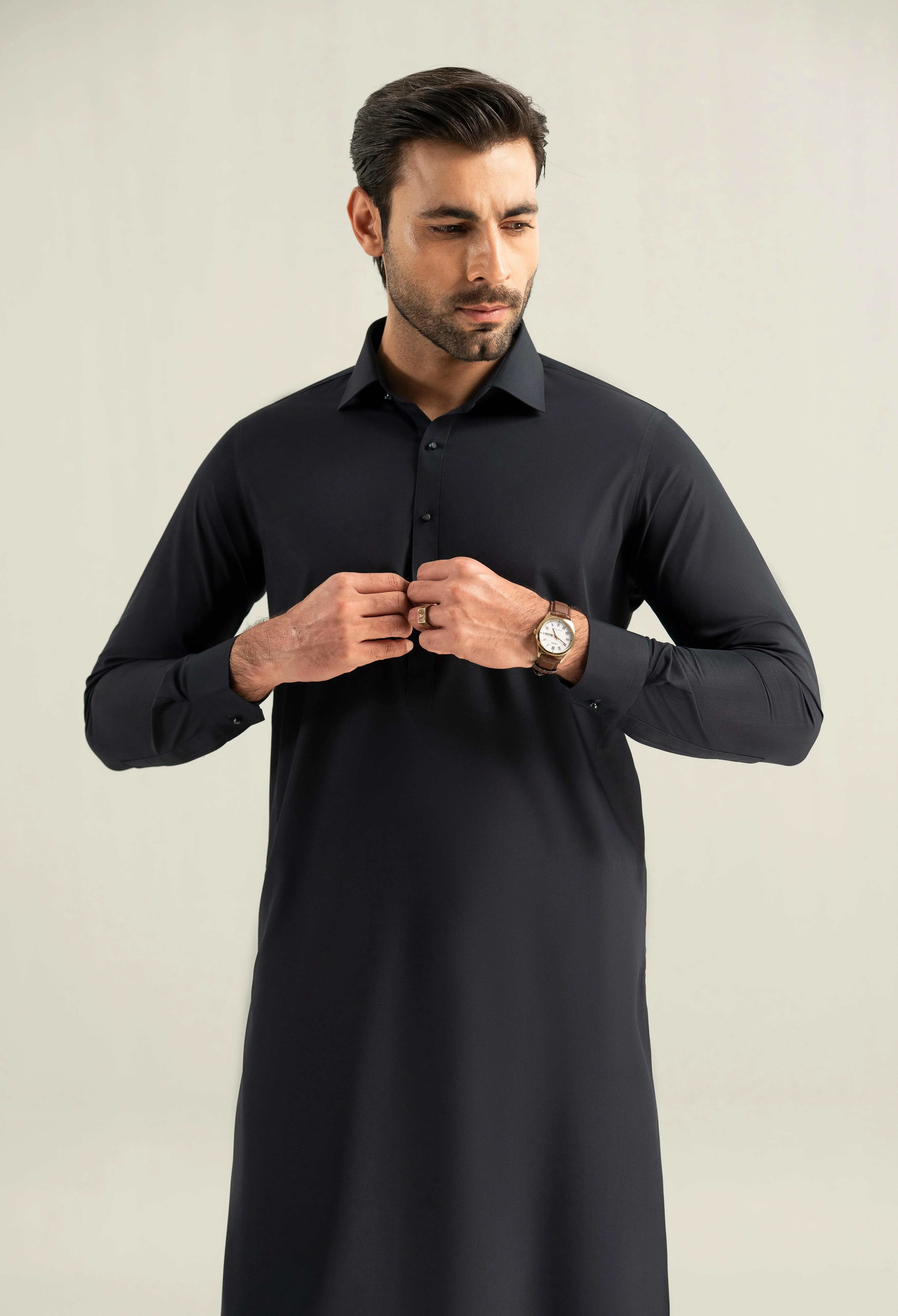 Navy Blue Detailing Kameez Shalwar - Image 9