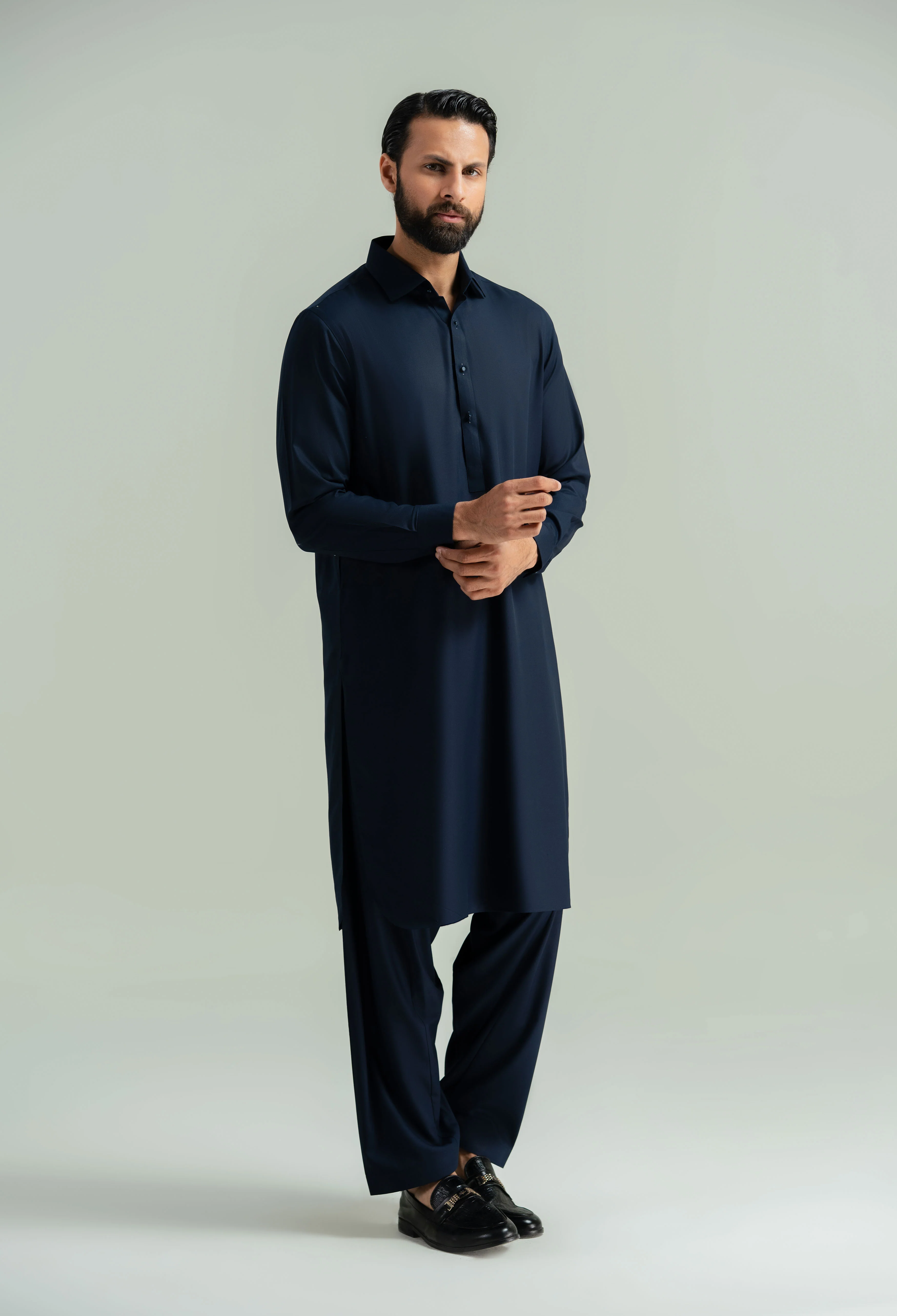 Navy Blue Detailing Kameez Shalwar