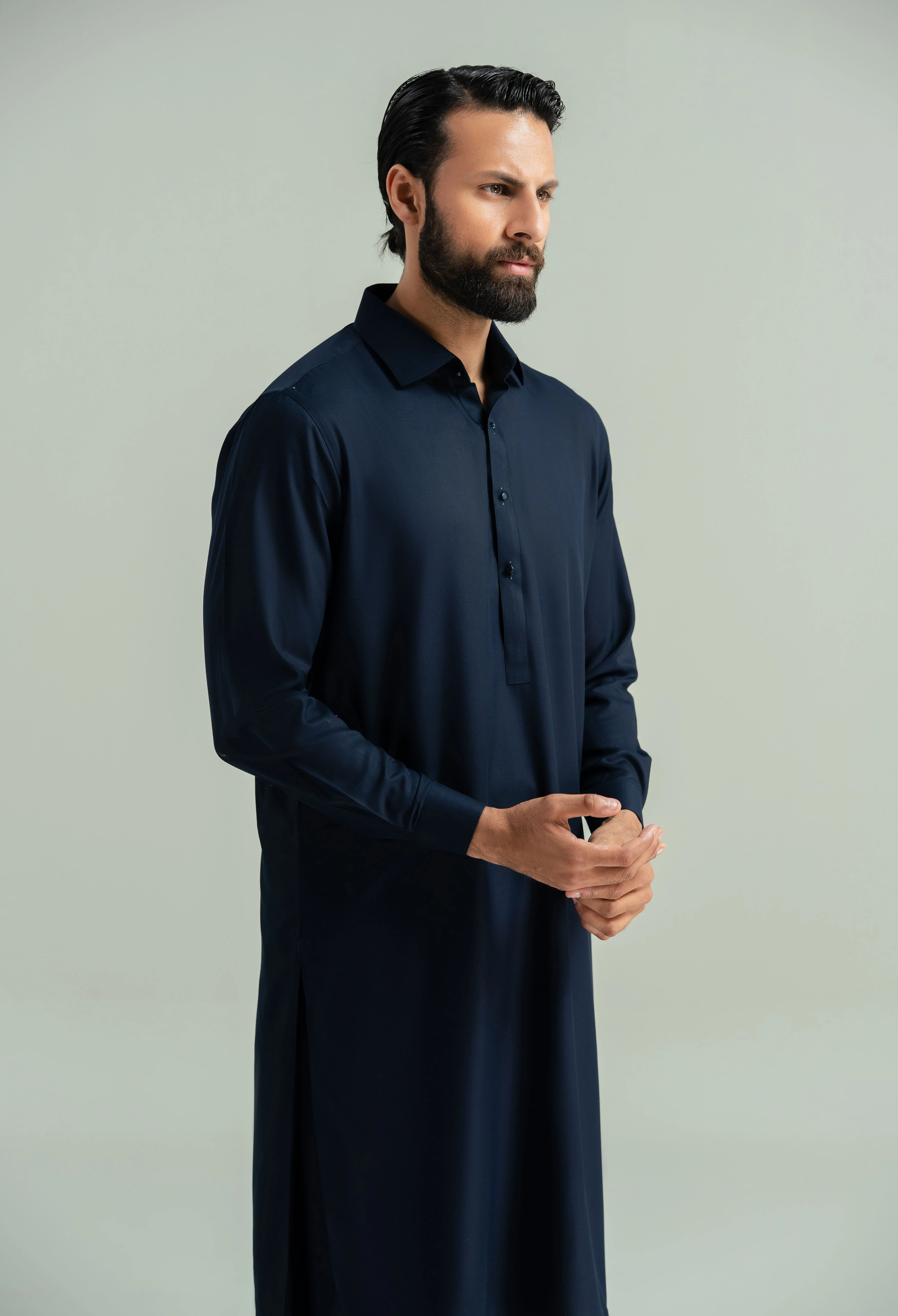 Navy Blue Detailing Kameez Shalwar - Image 10