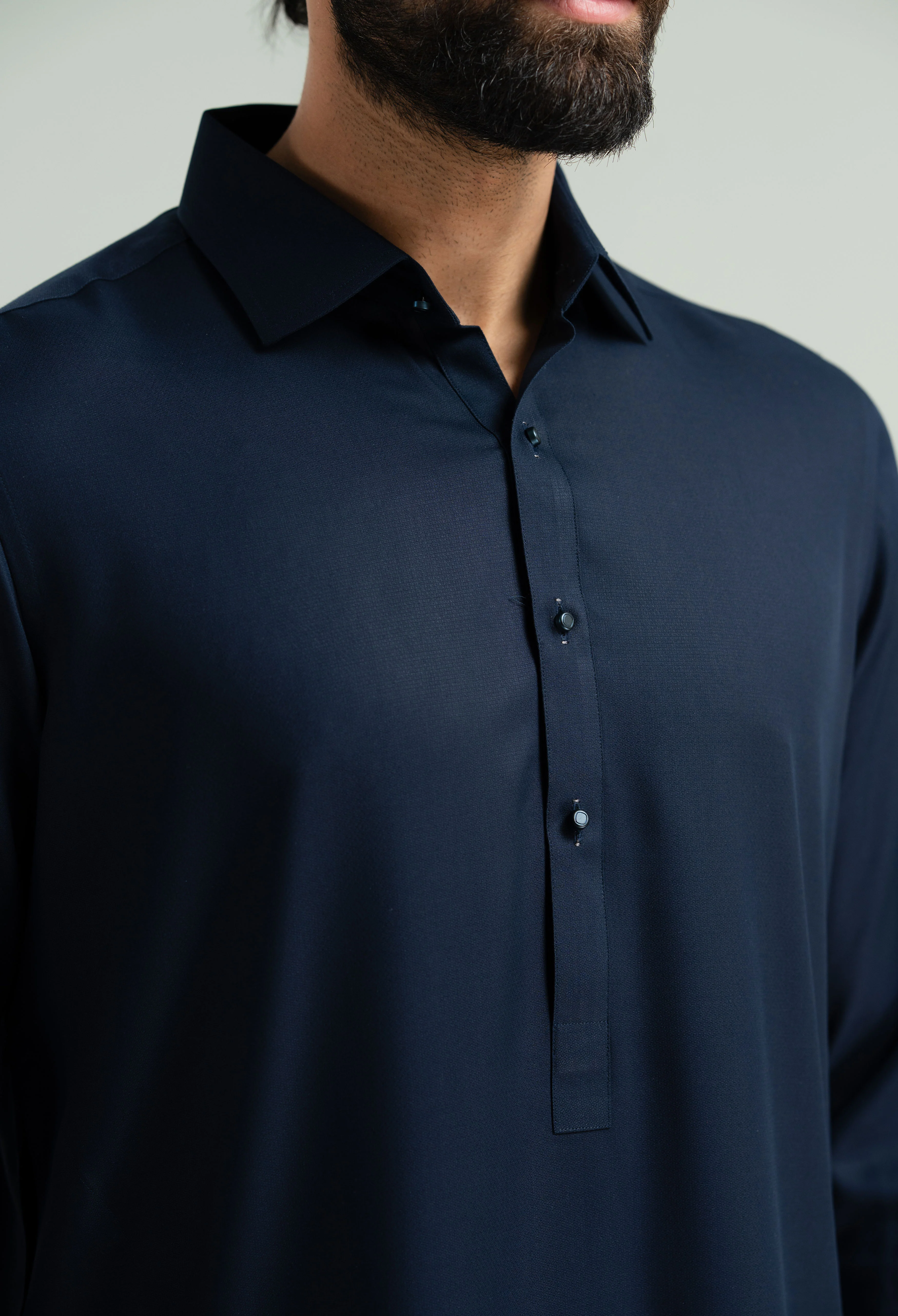 Navy Blue Detailing Kameez Shalwar - Image 2