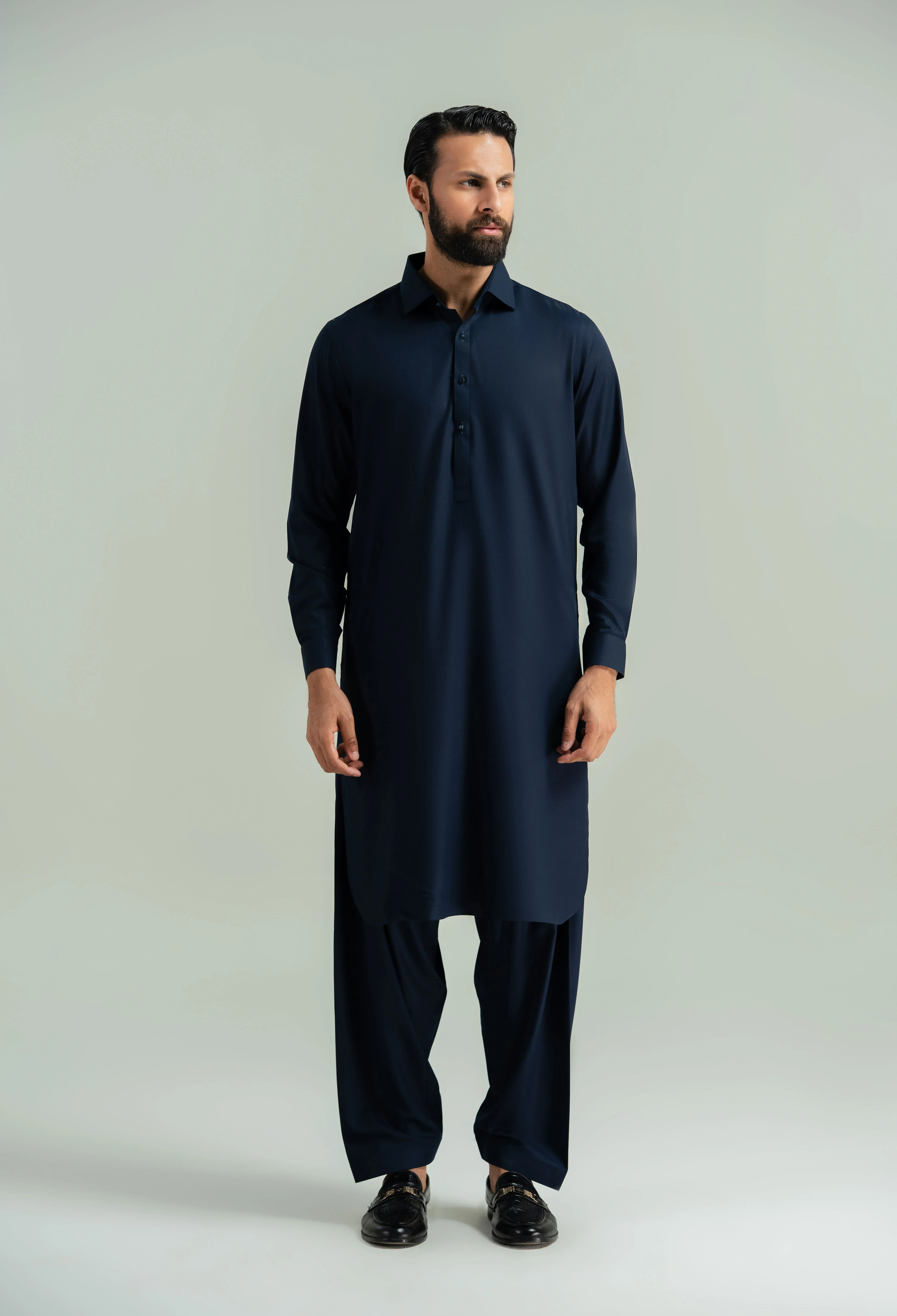 Navy Blue Detailing Kameez Shalwar - Image 6