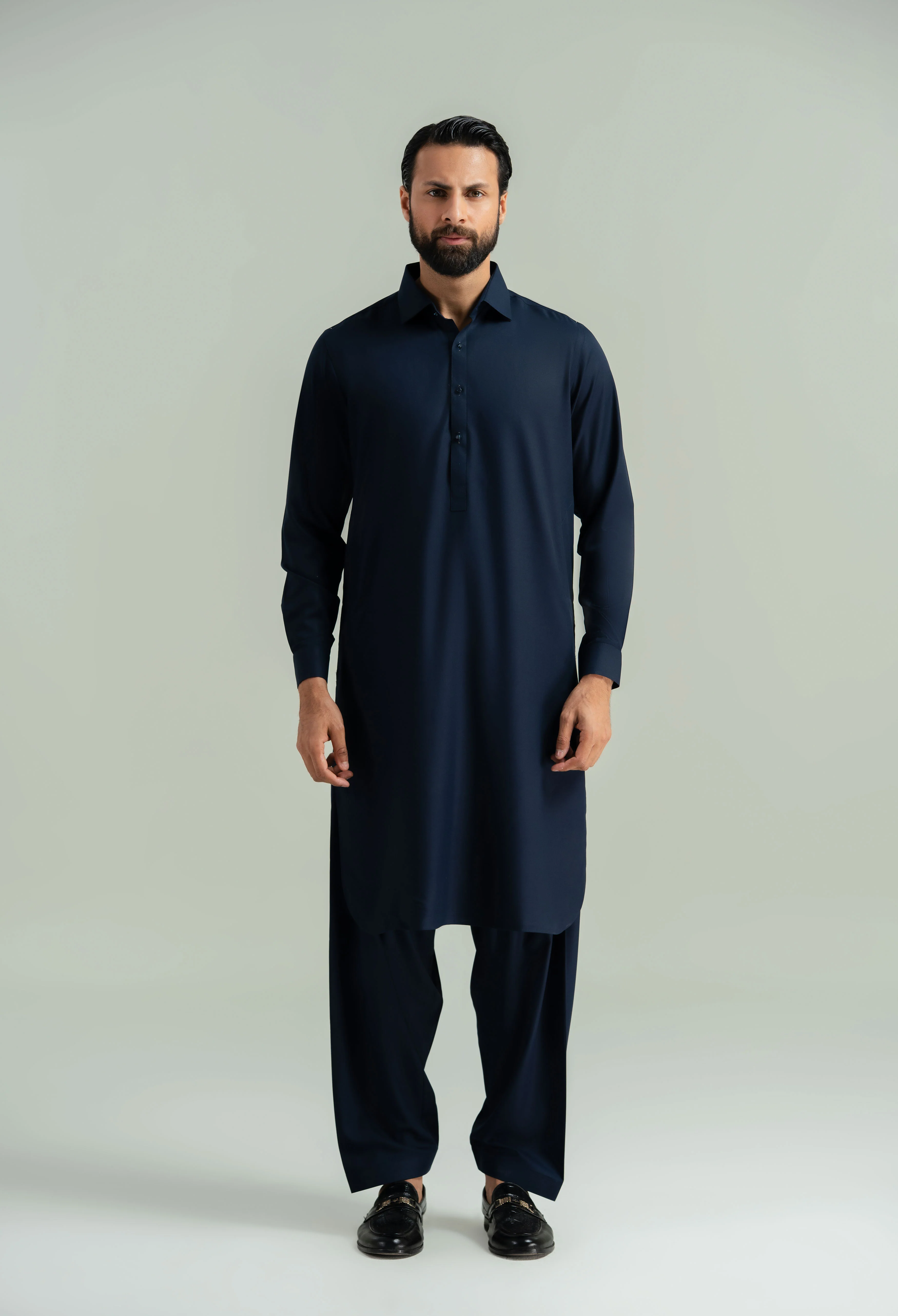 Navy Blue Detailing Kameez Shalwar - Image 8