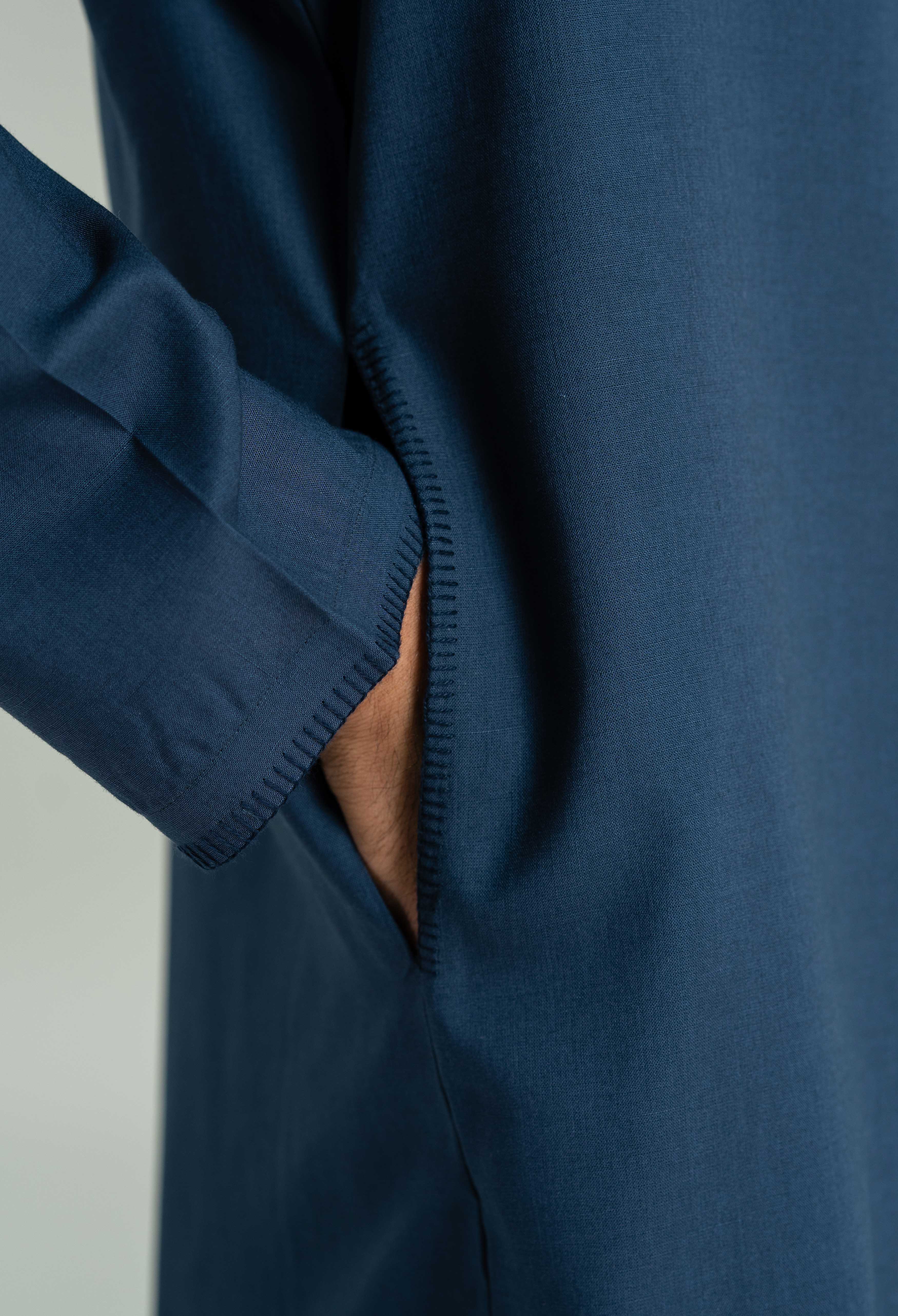Navy Blue Tencel Linen Cord's Set - Image 3