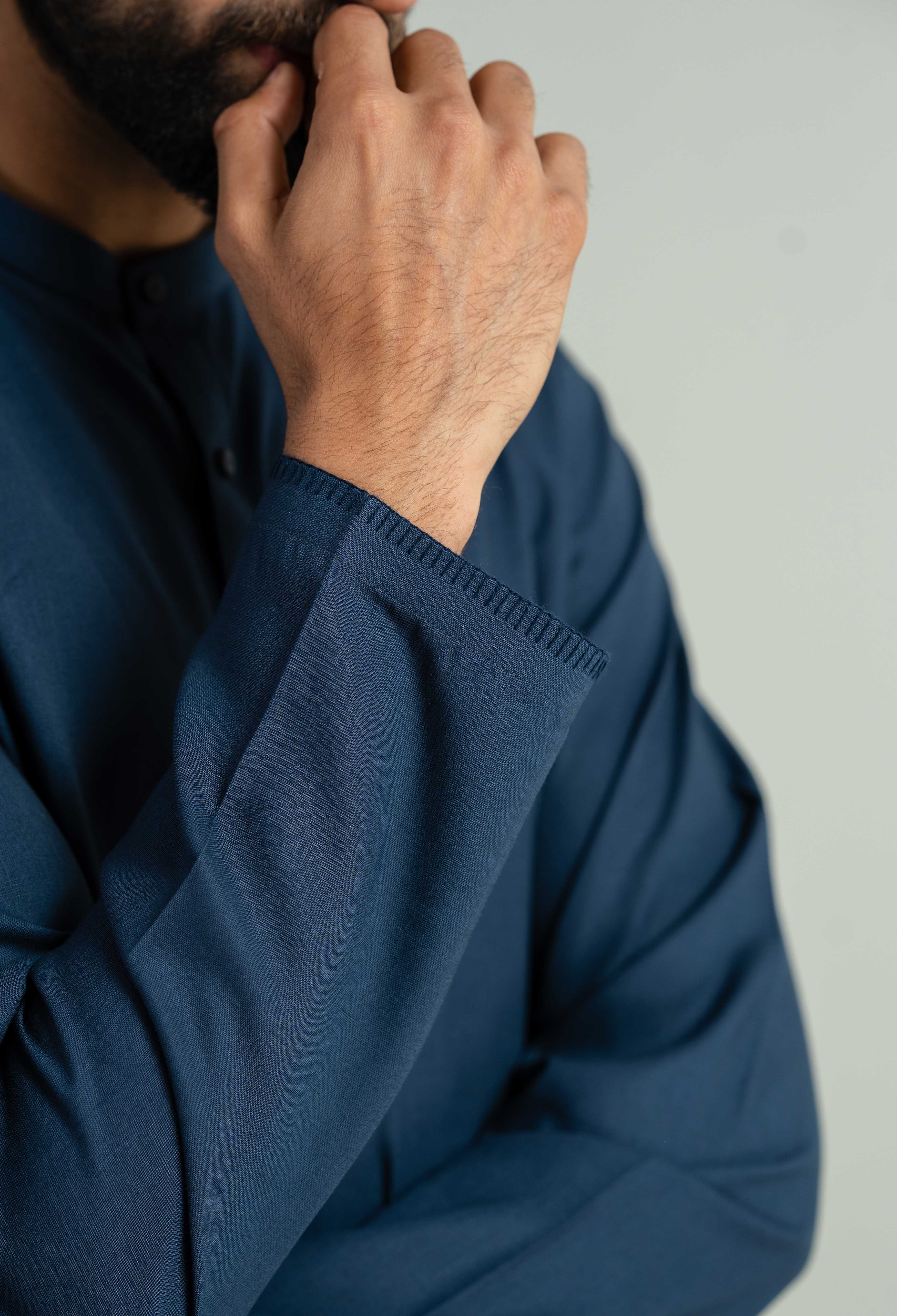 Navy Blue Tencel Linen Cord's Set - Image 4