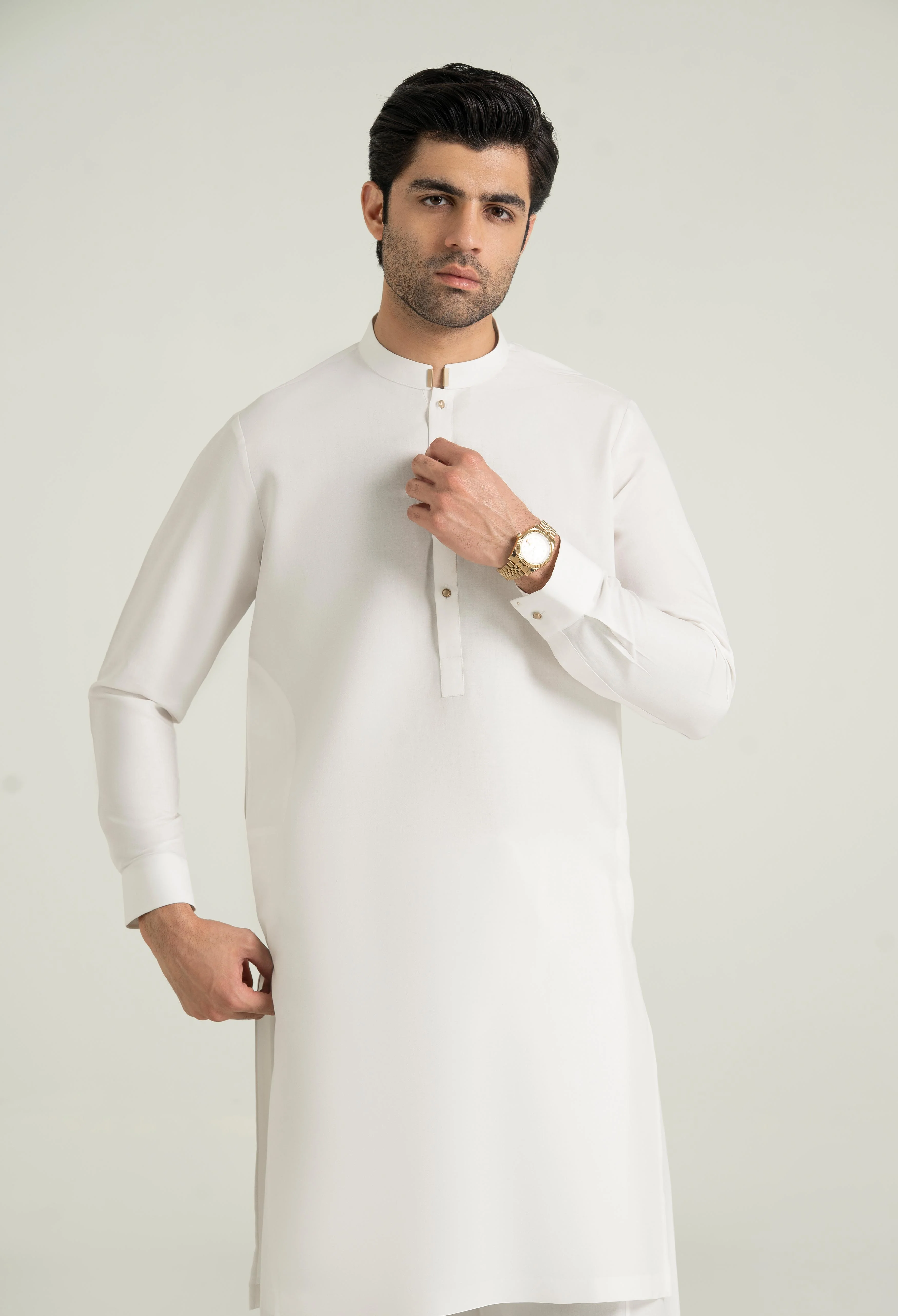 Off White Blended Kameez Shalwar - Image 3
