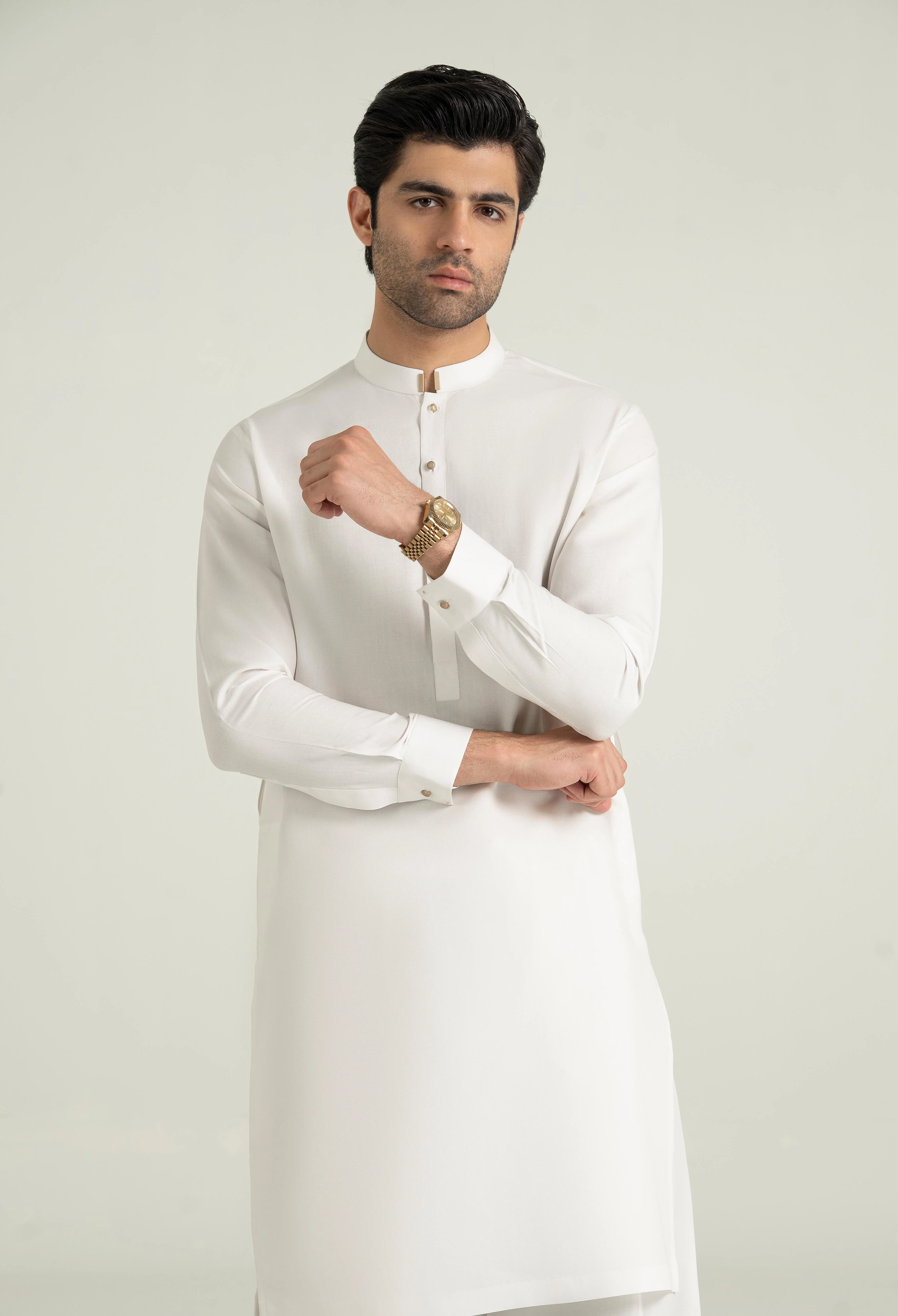 Off White Blended Kameez Shalwar - Image 4