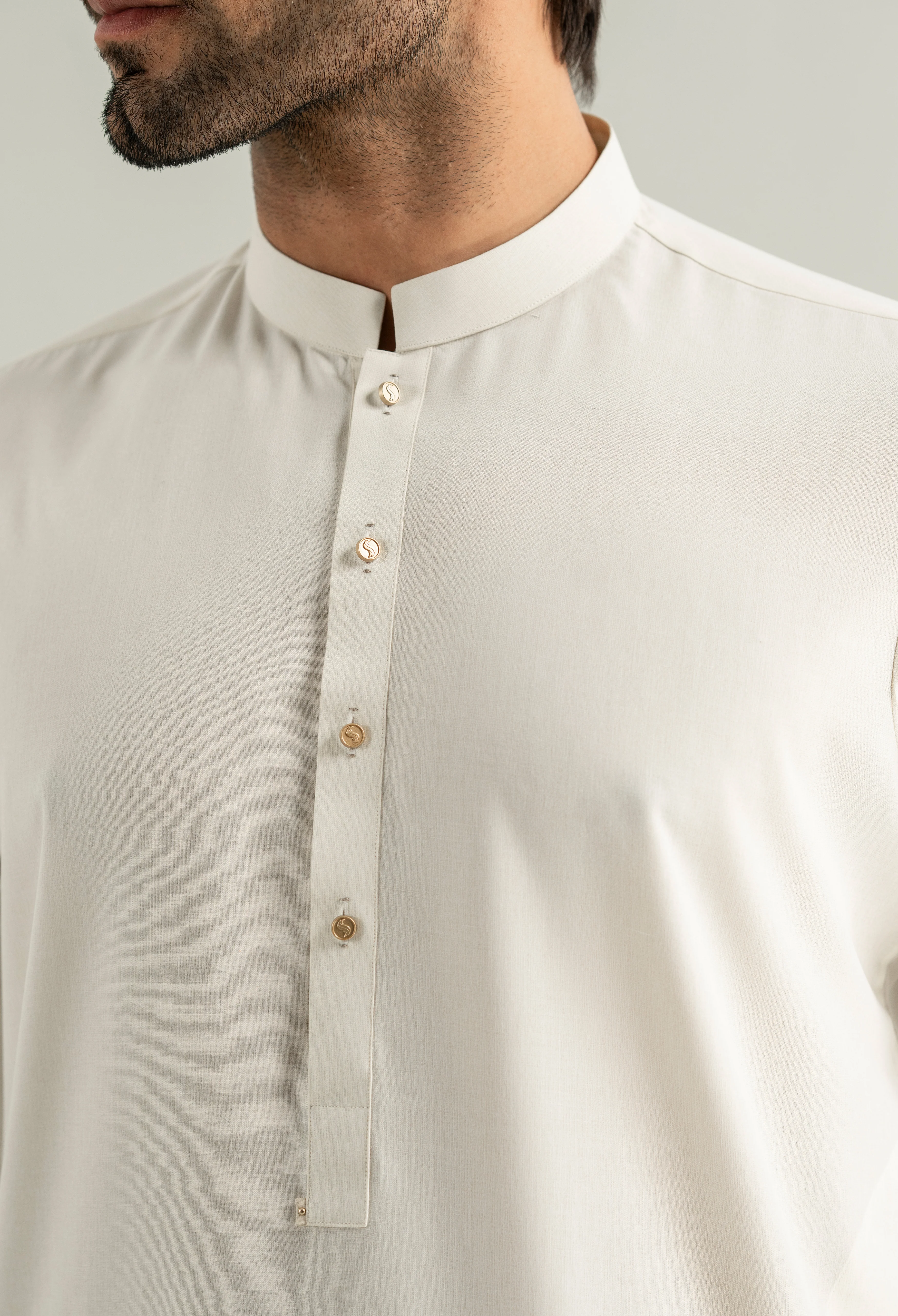 Off White Blended Kameez Shalwar - Image 2