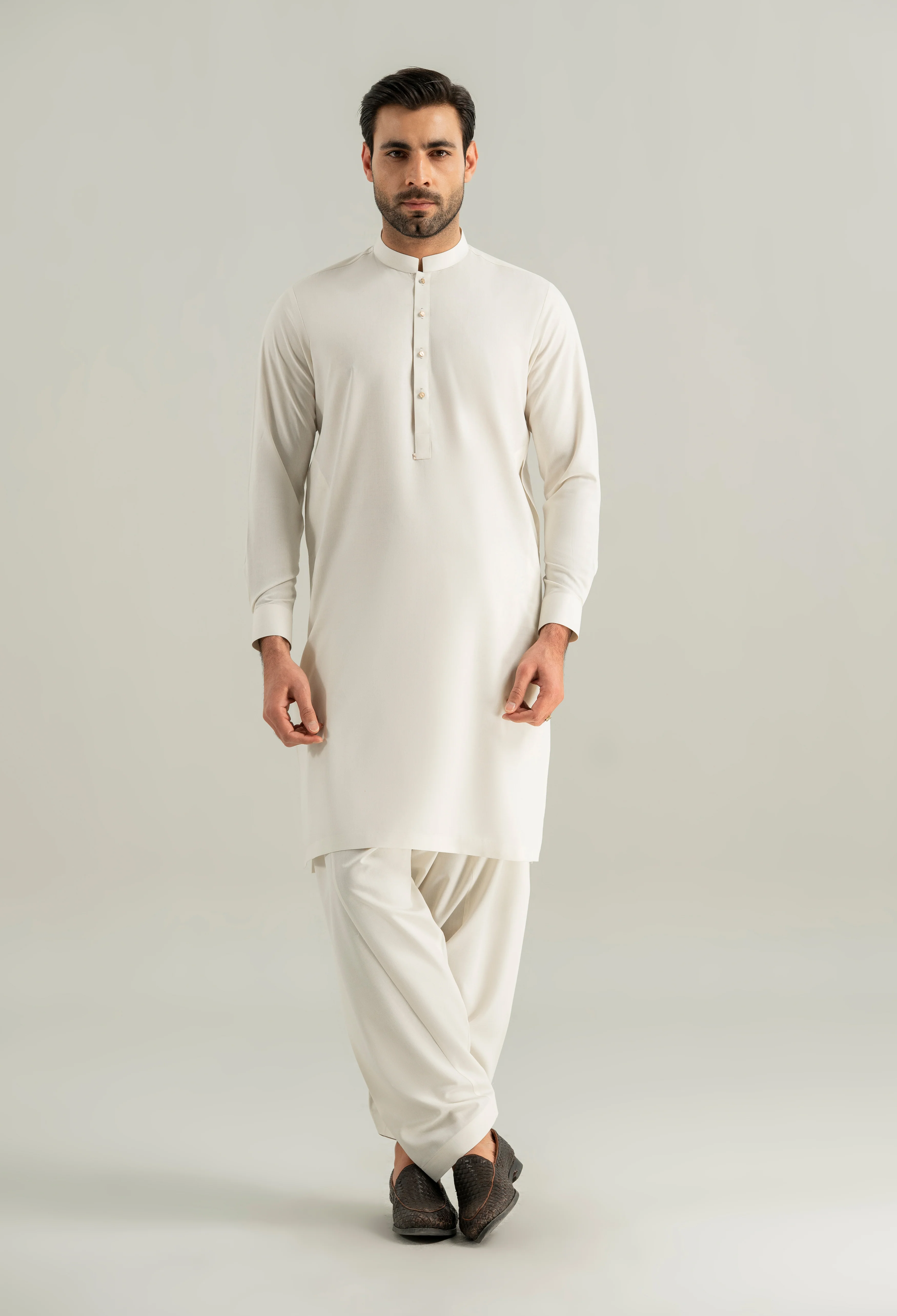 Off White Blended Kameez Shalwar - Image 4