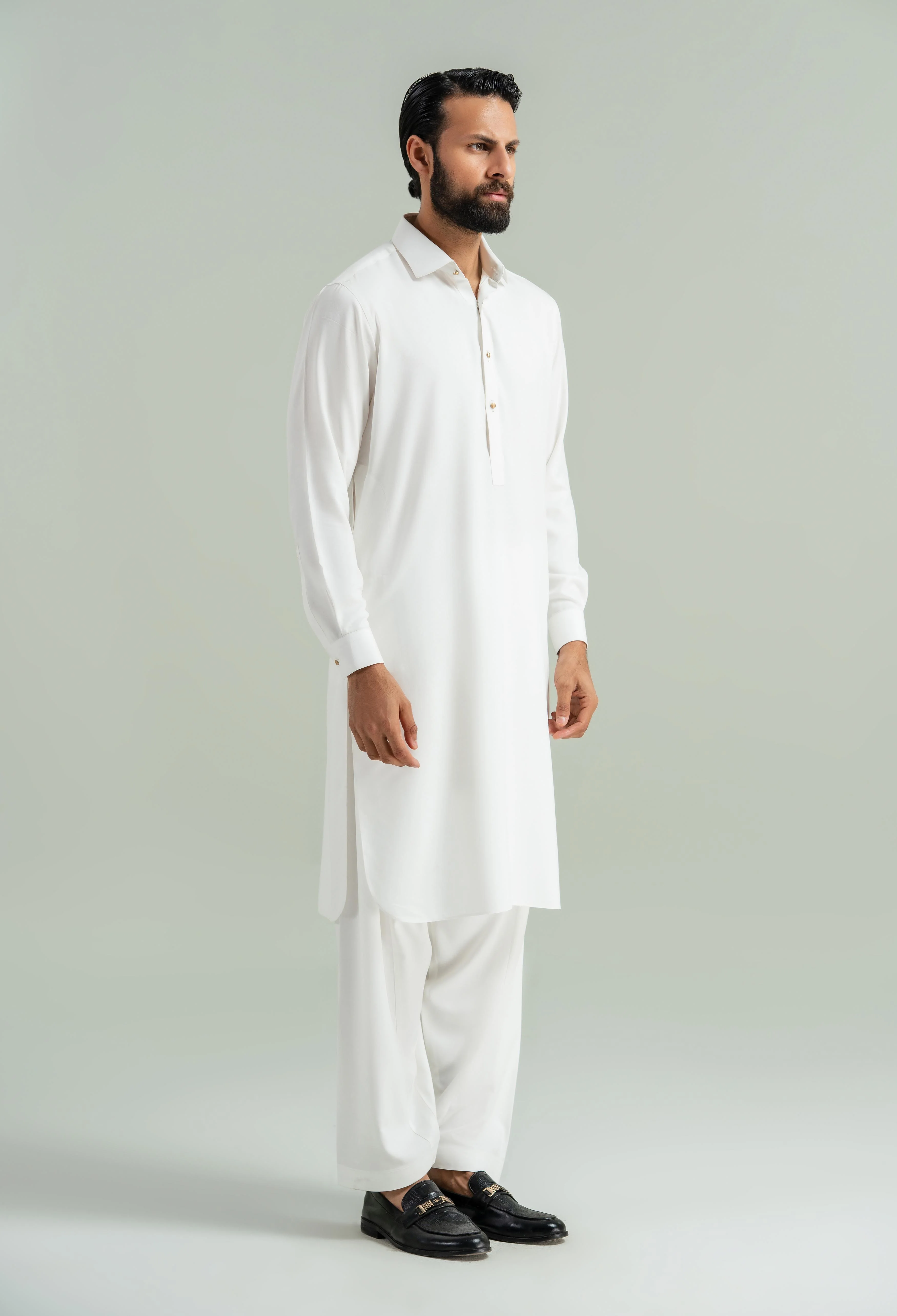 Off White Blended Kameez Shalwar - Image 7