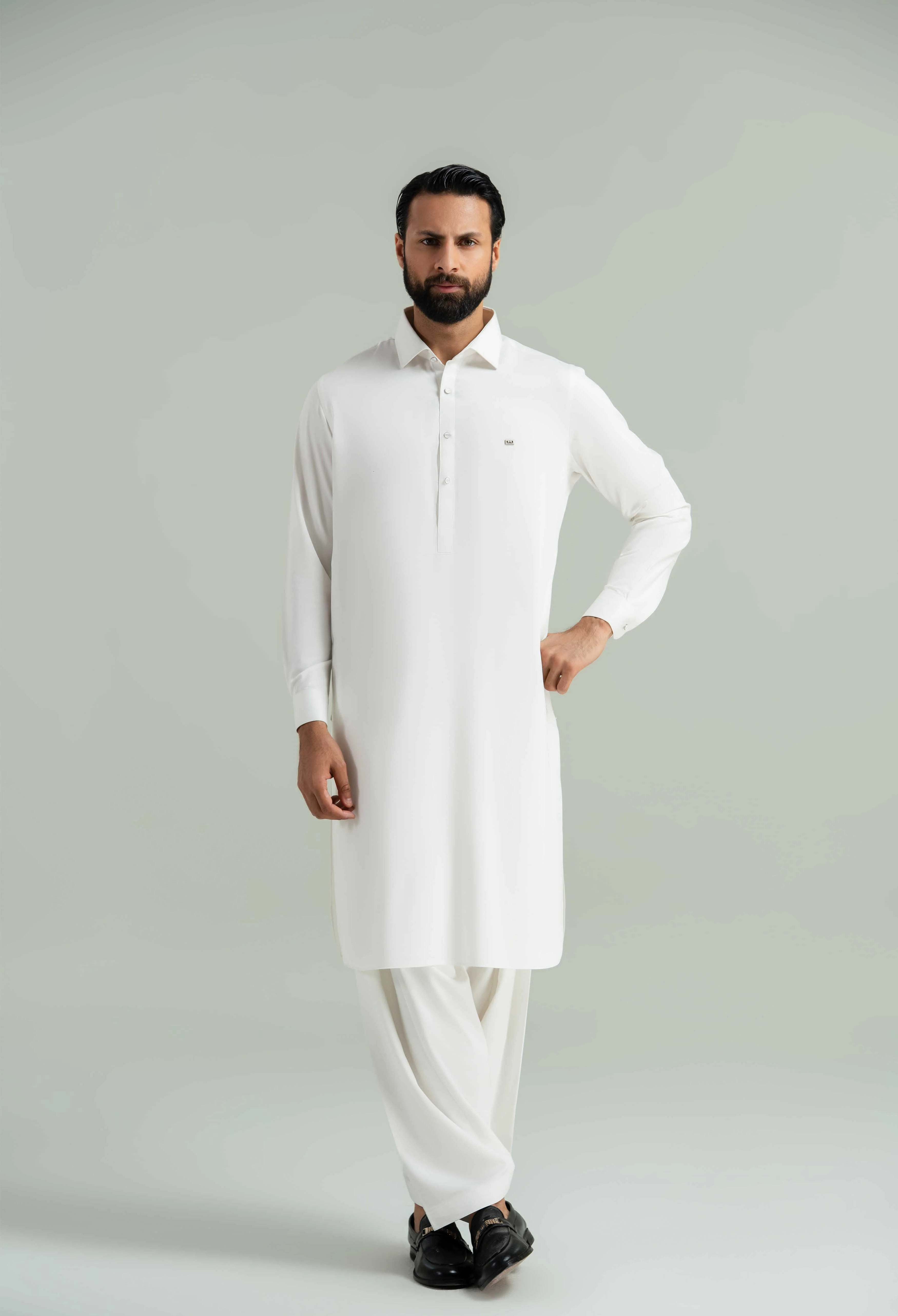 Off White Blended Kameez Shalwar - Image 10