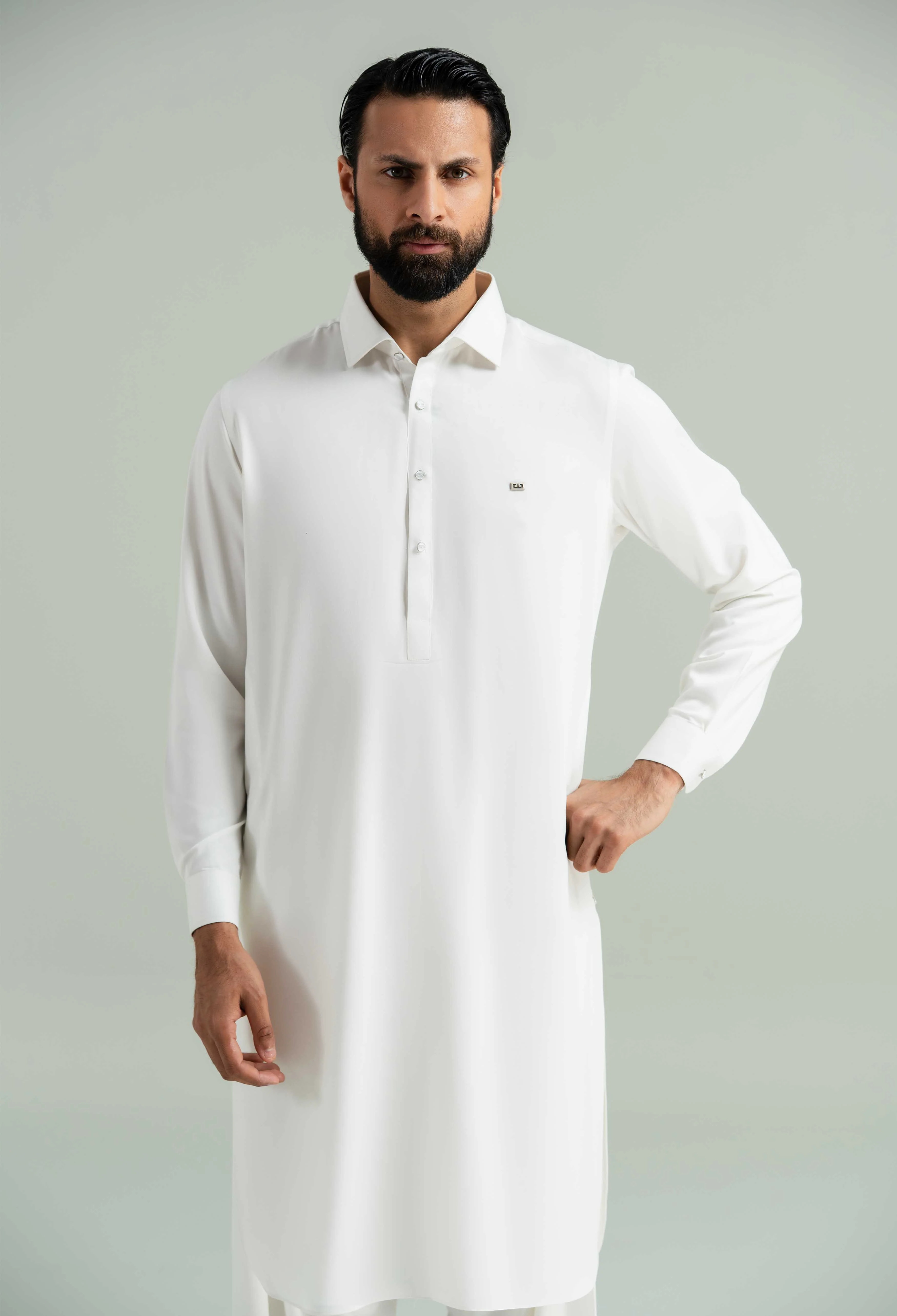 Off White Blended Kameez Shalwar - Image 7