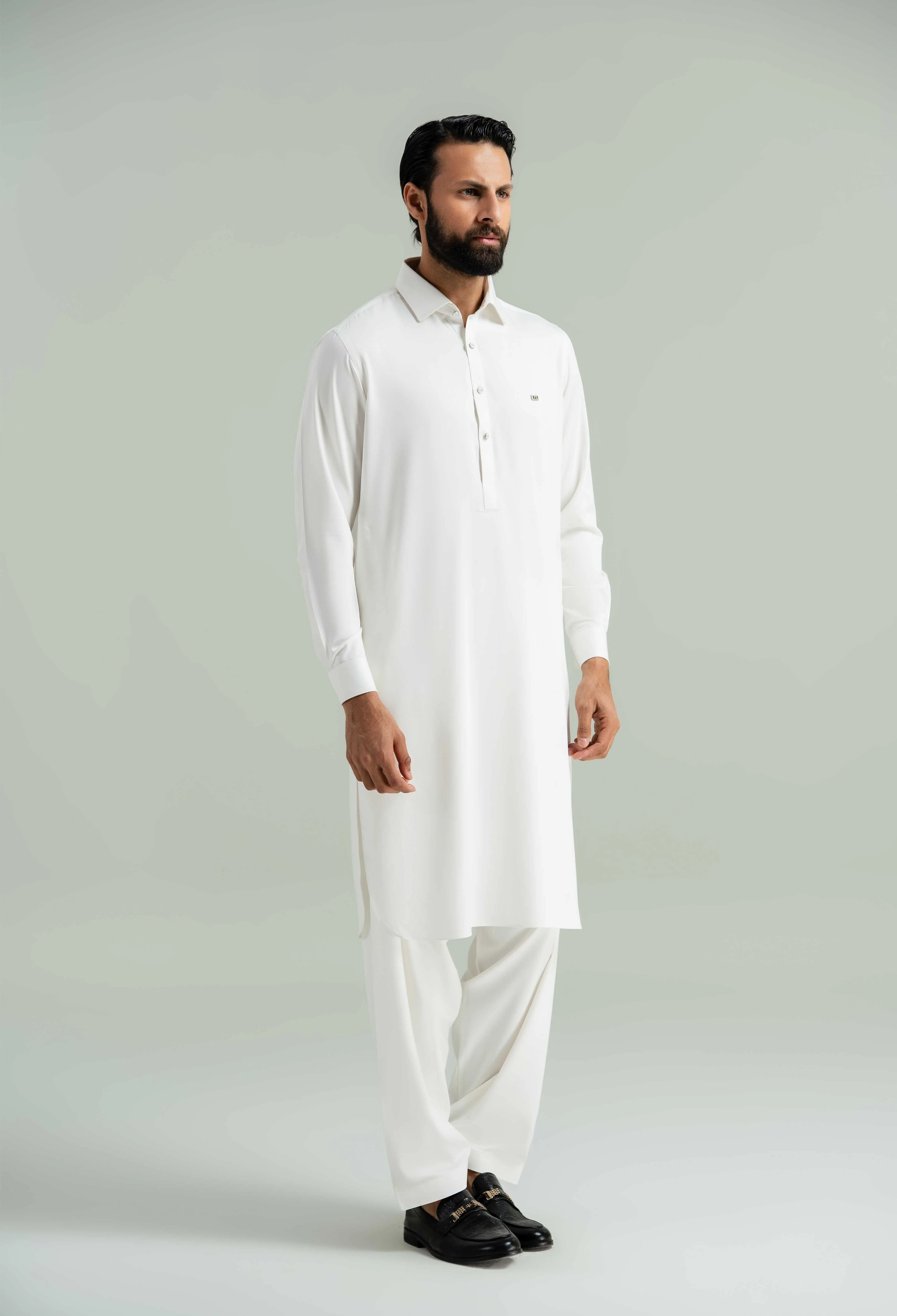 Off White Blended Kameez Shalwar - Image 9