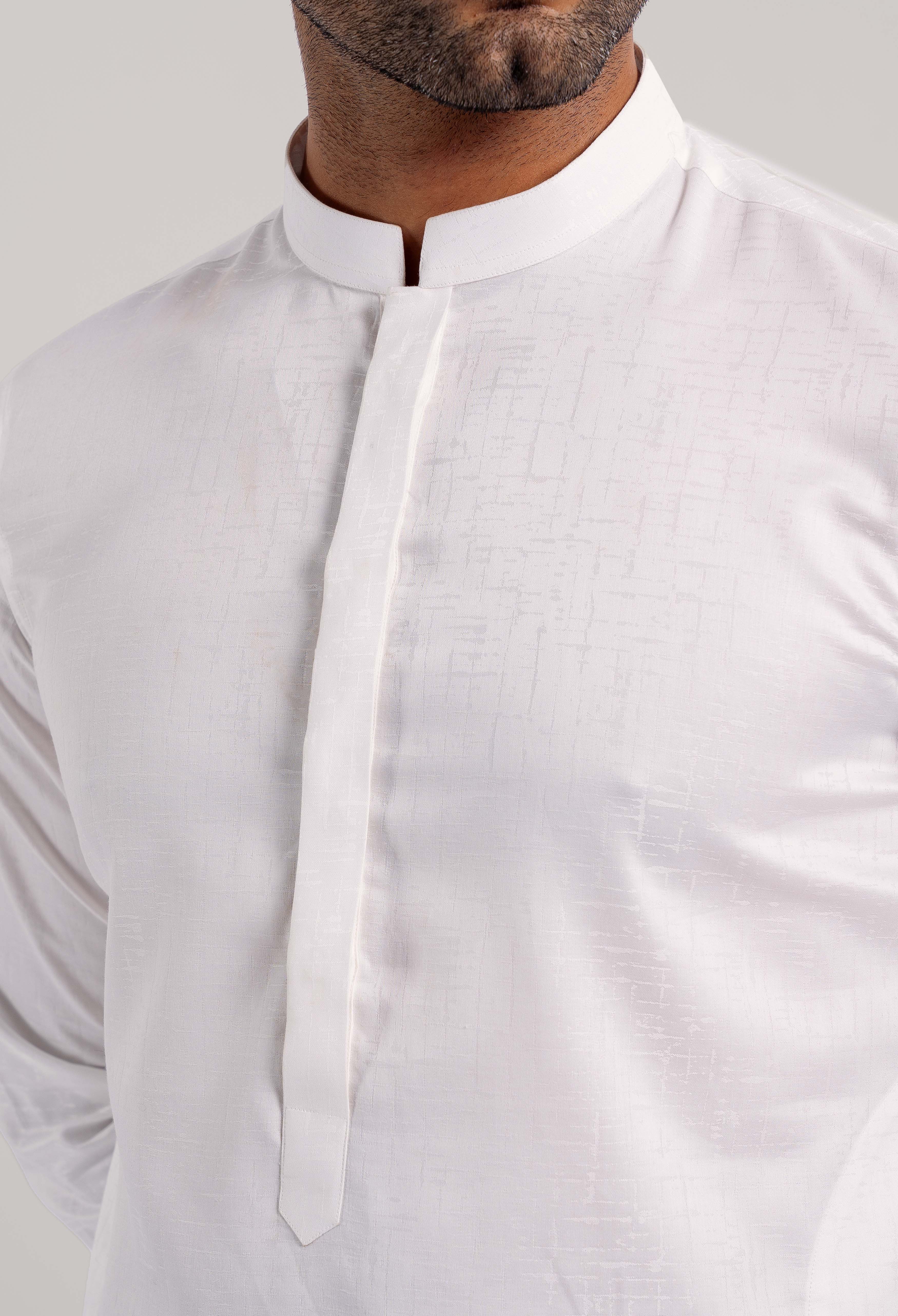 Off White cotton Kurta Pajama - Image 3