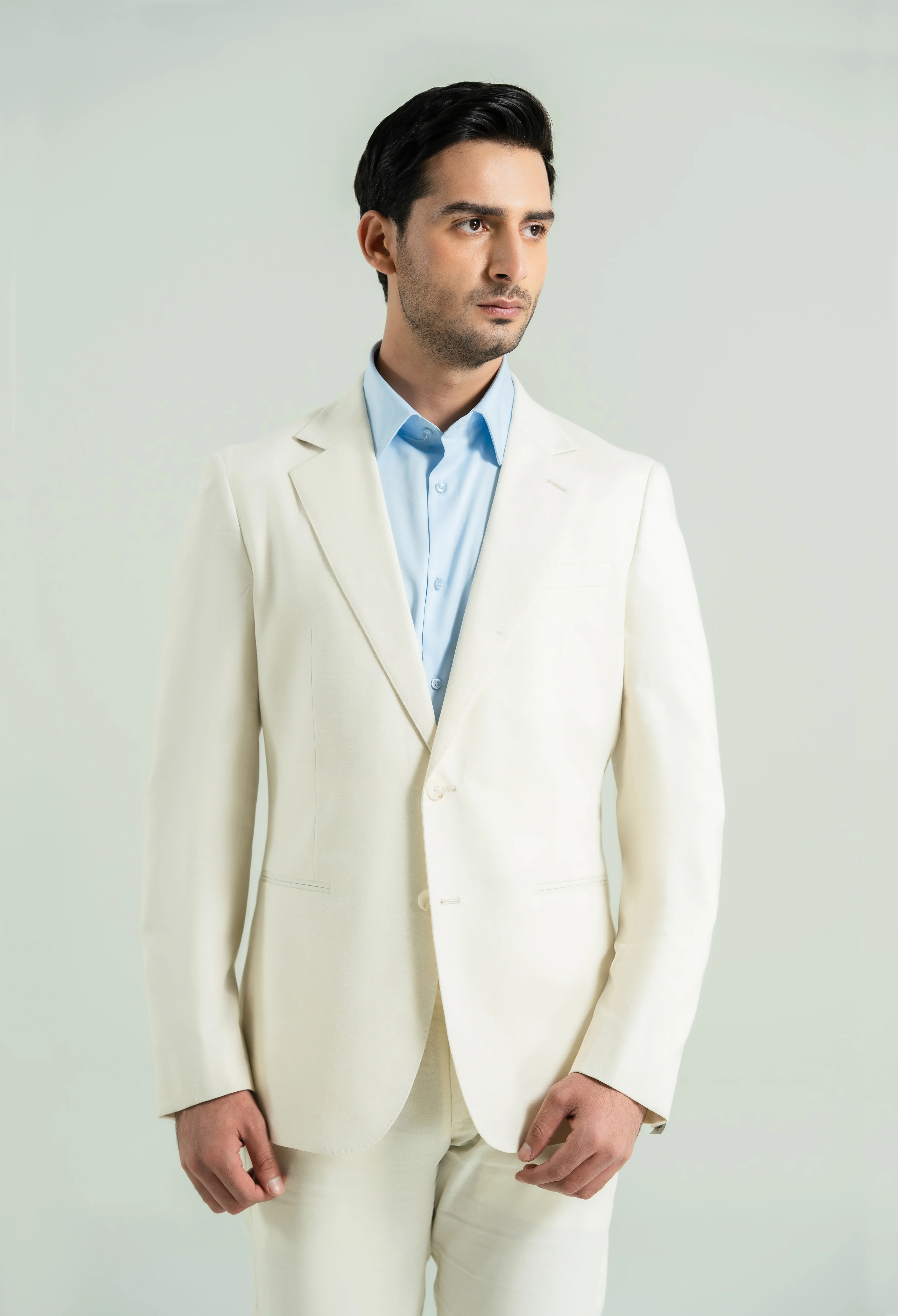 Off White Linen Twill Blazer - Image 4
