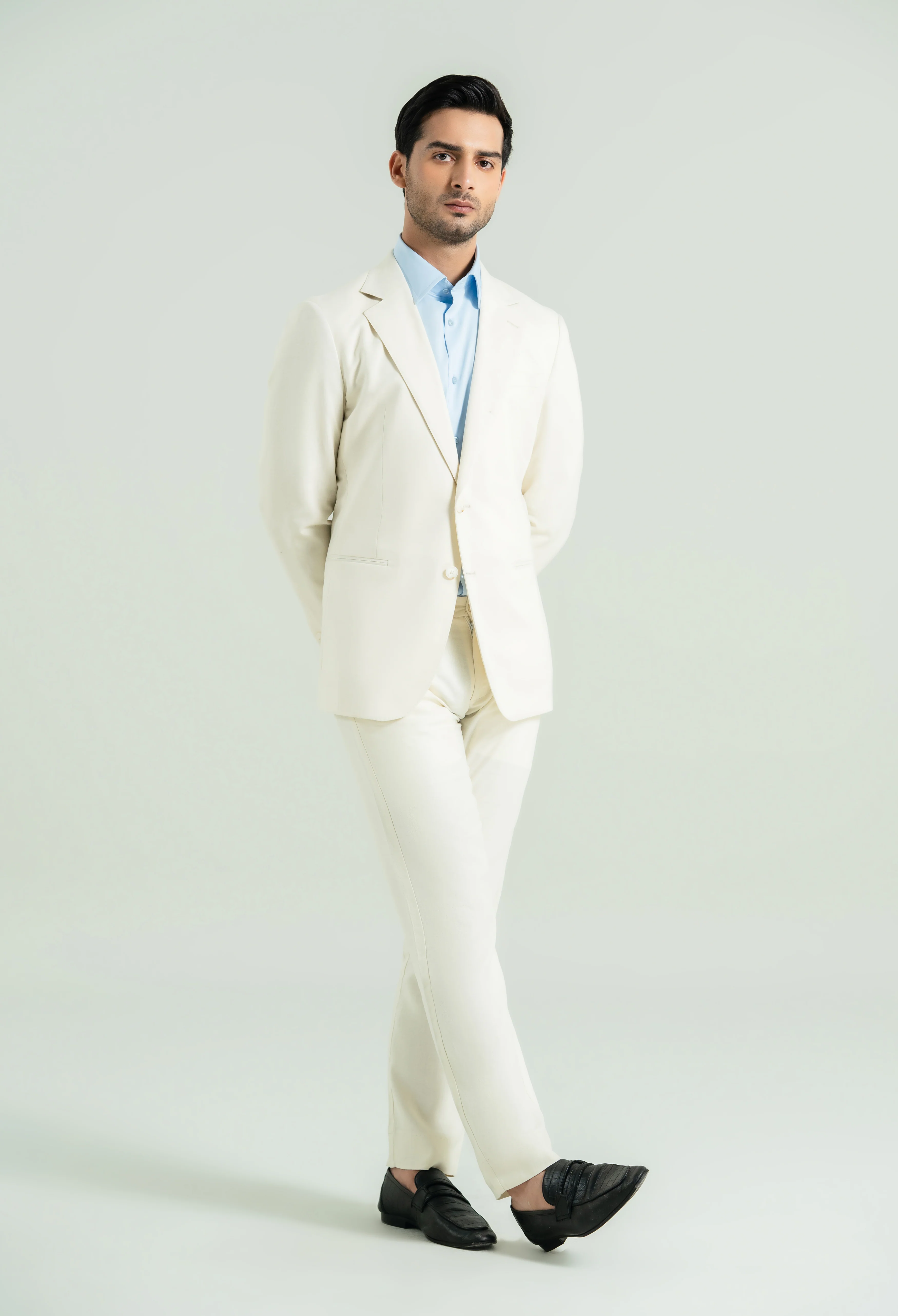 Off White Linen Twill Blazer - Image 8