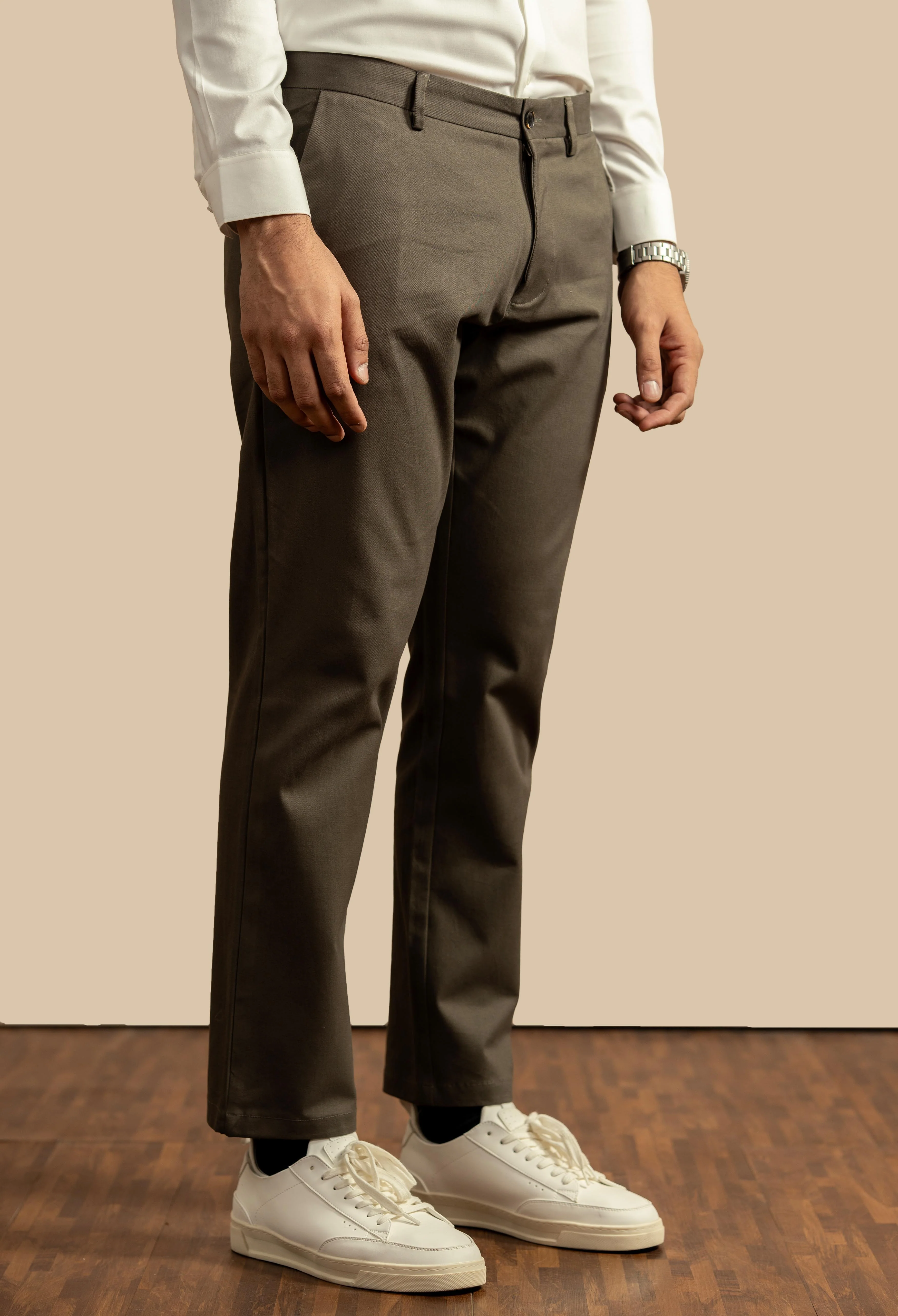 Olive Green Cotton Trouser - Image 2