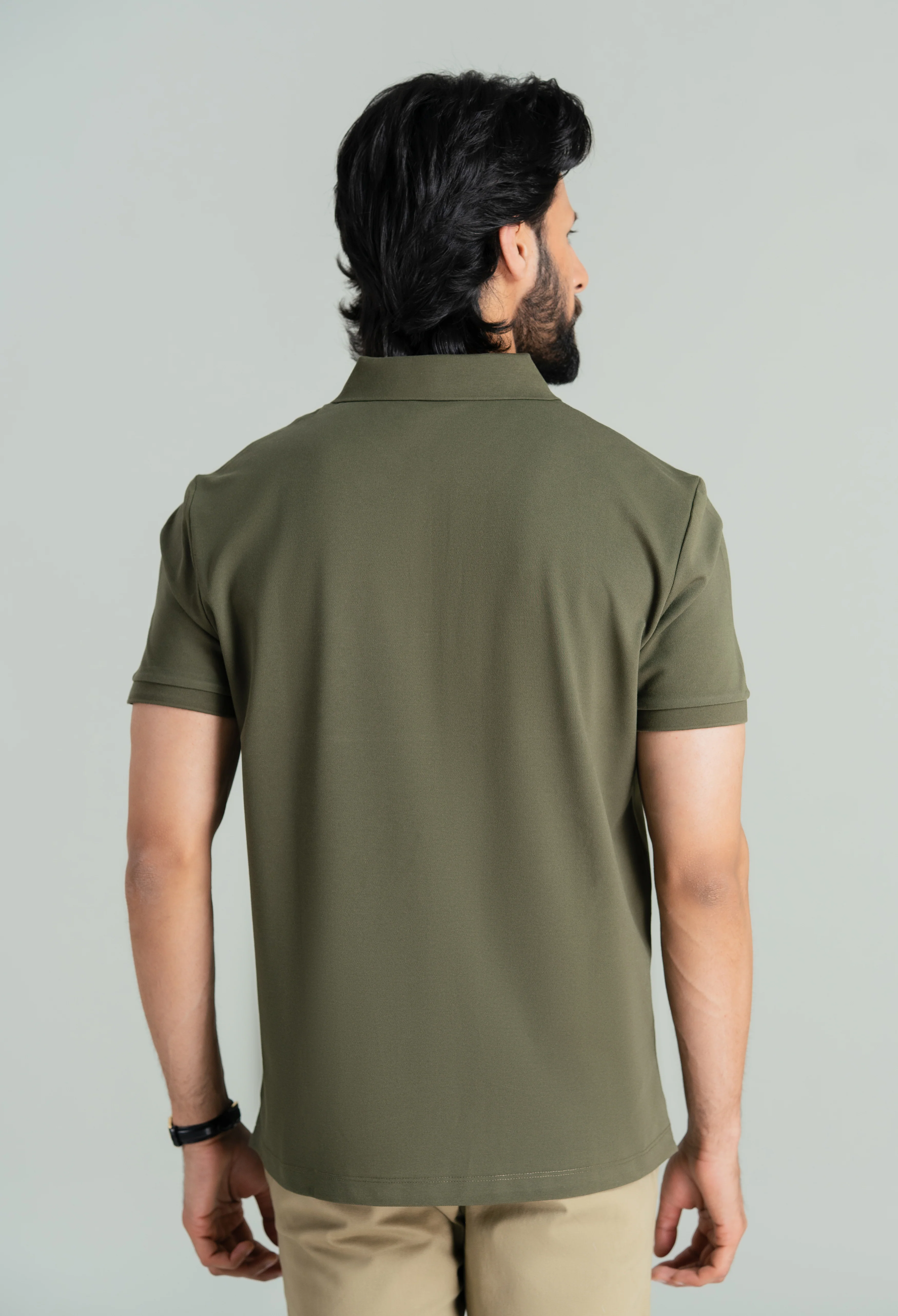 Olive Green Zip Styled Polo - Image 5