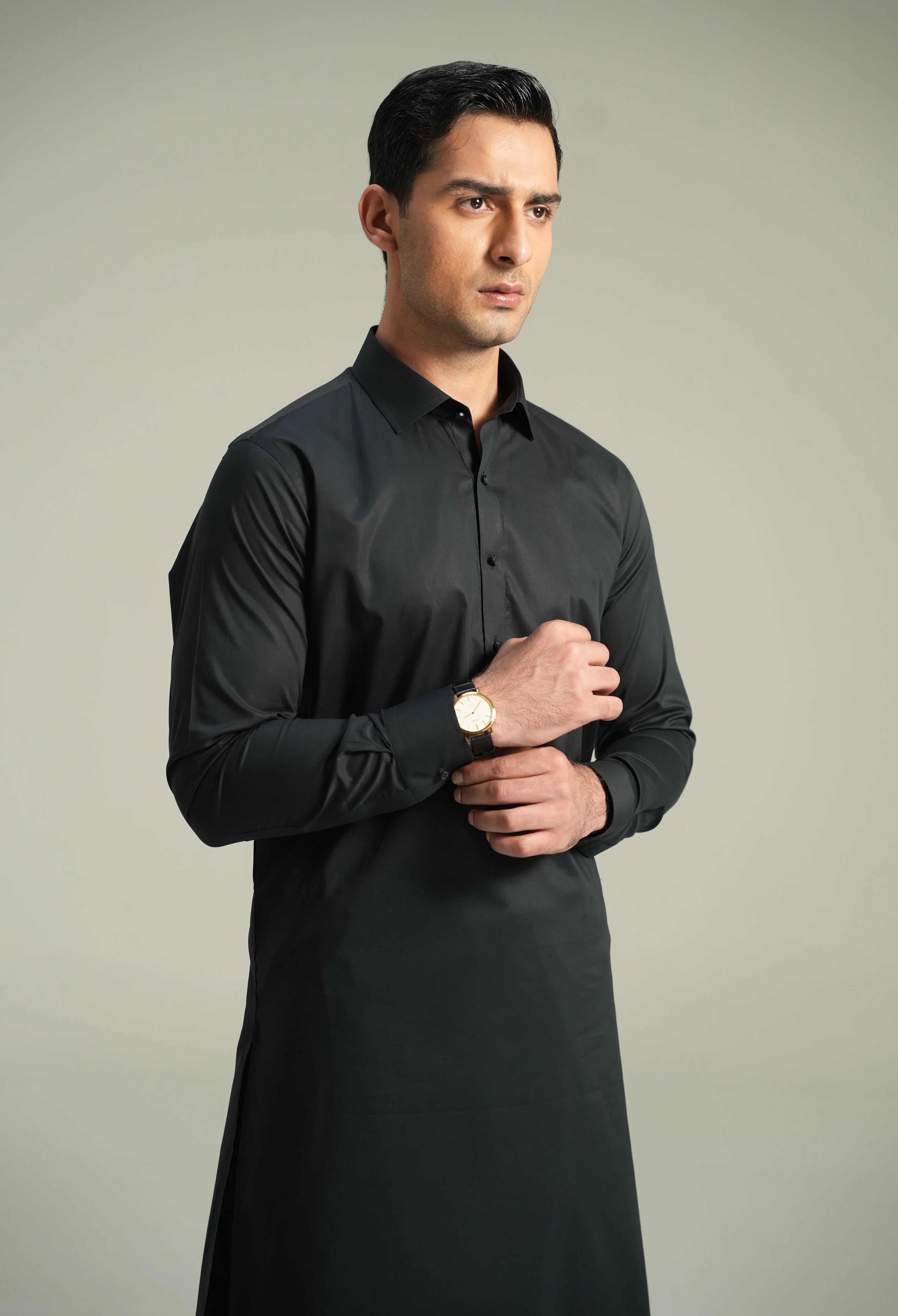 Onex Black Cotton Kameez Shalwar