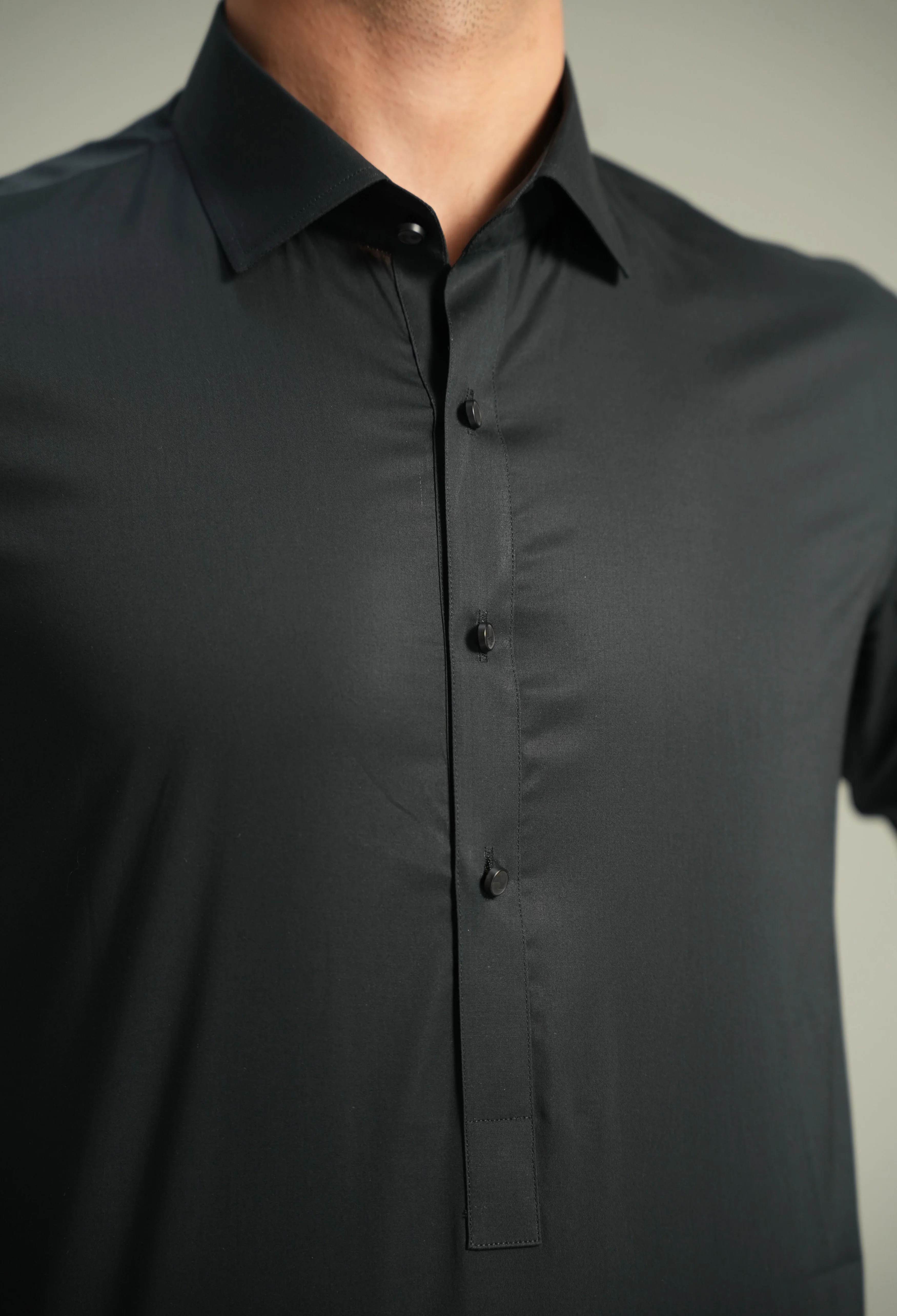 Onex Black Cotton Kameez Shalwar - Image 2