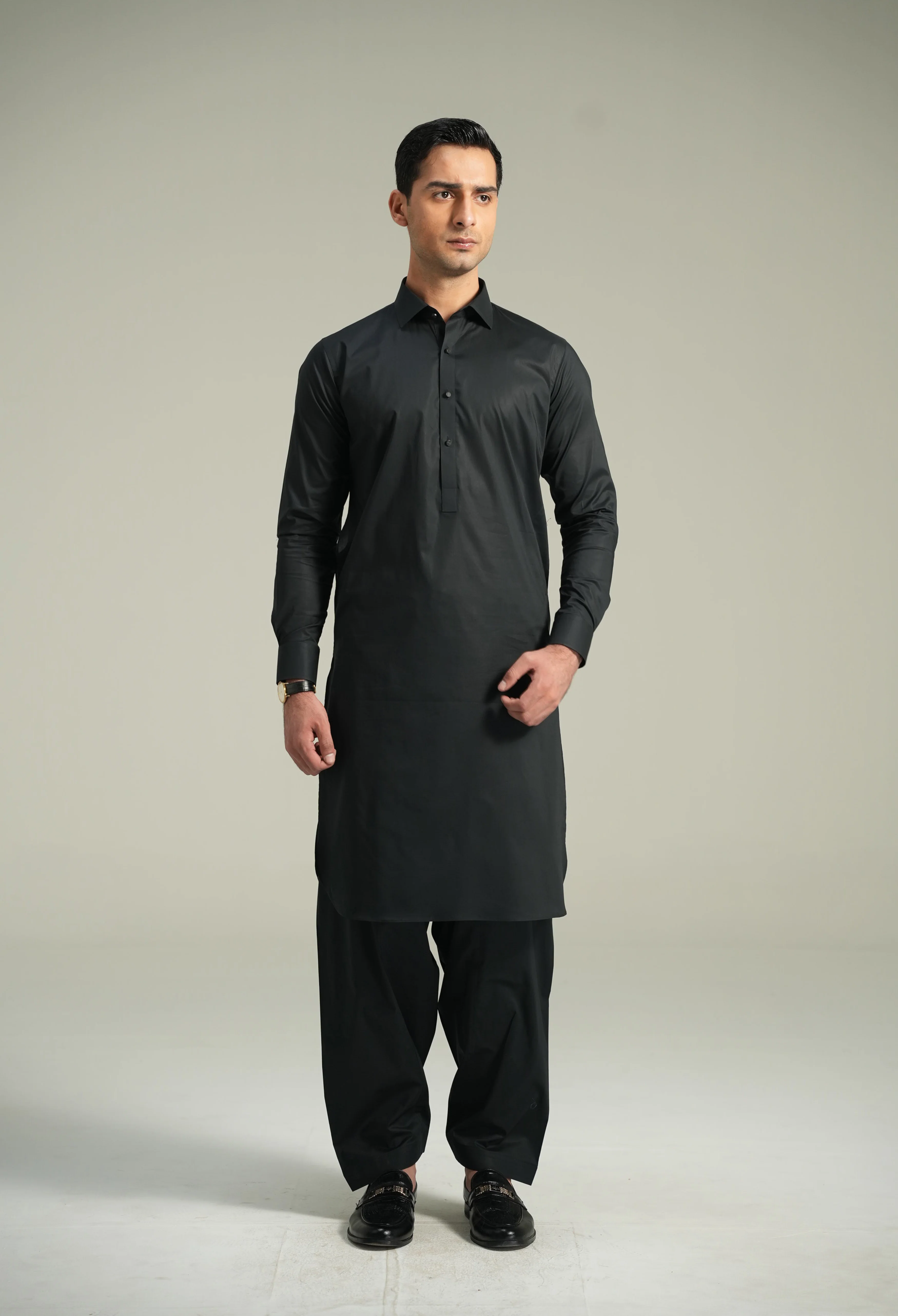 Onex Black Cotton Kameez Shalwar - Image 5