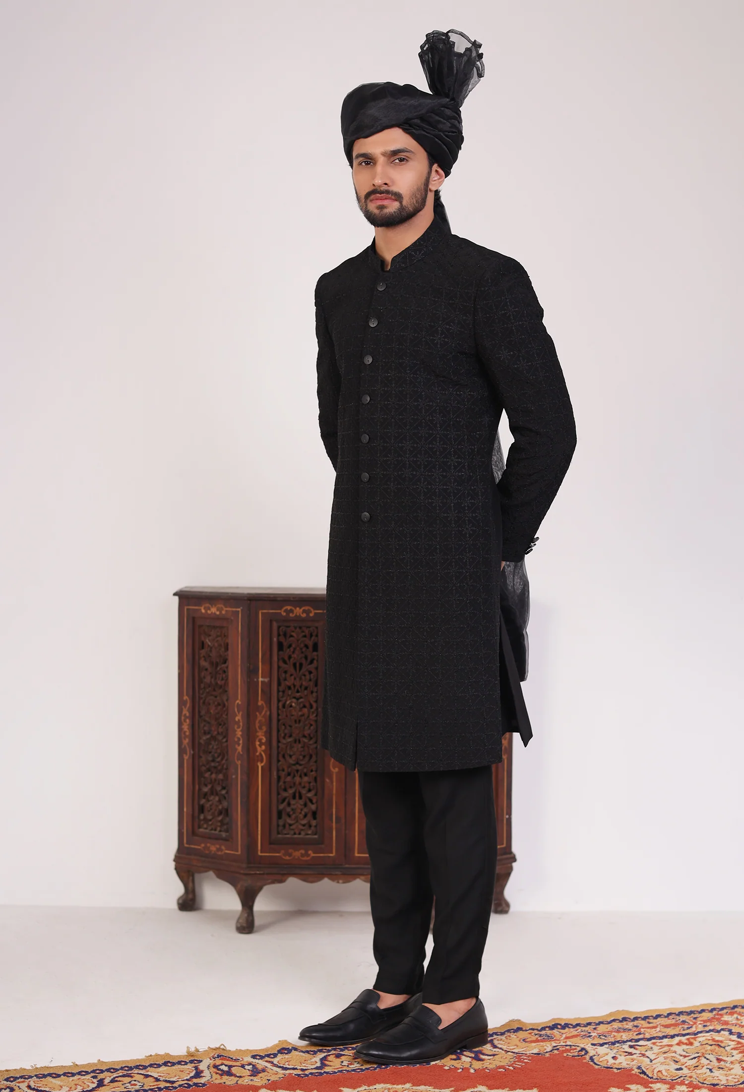 Onex Black Sherwani (Sher-000222) - Image 5