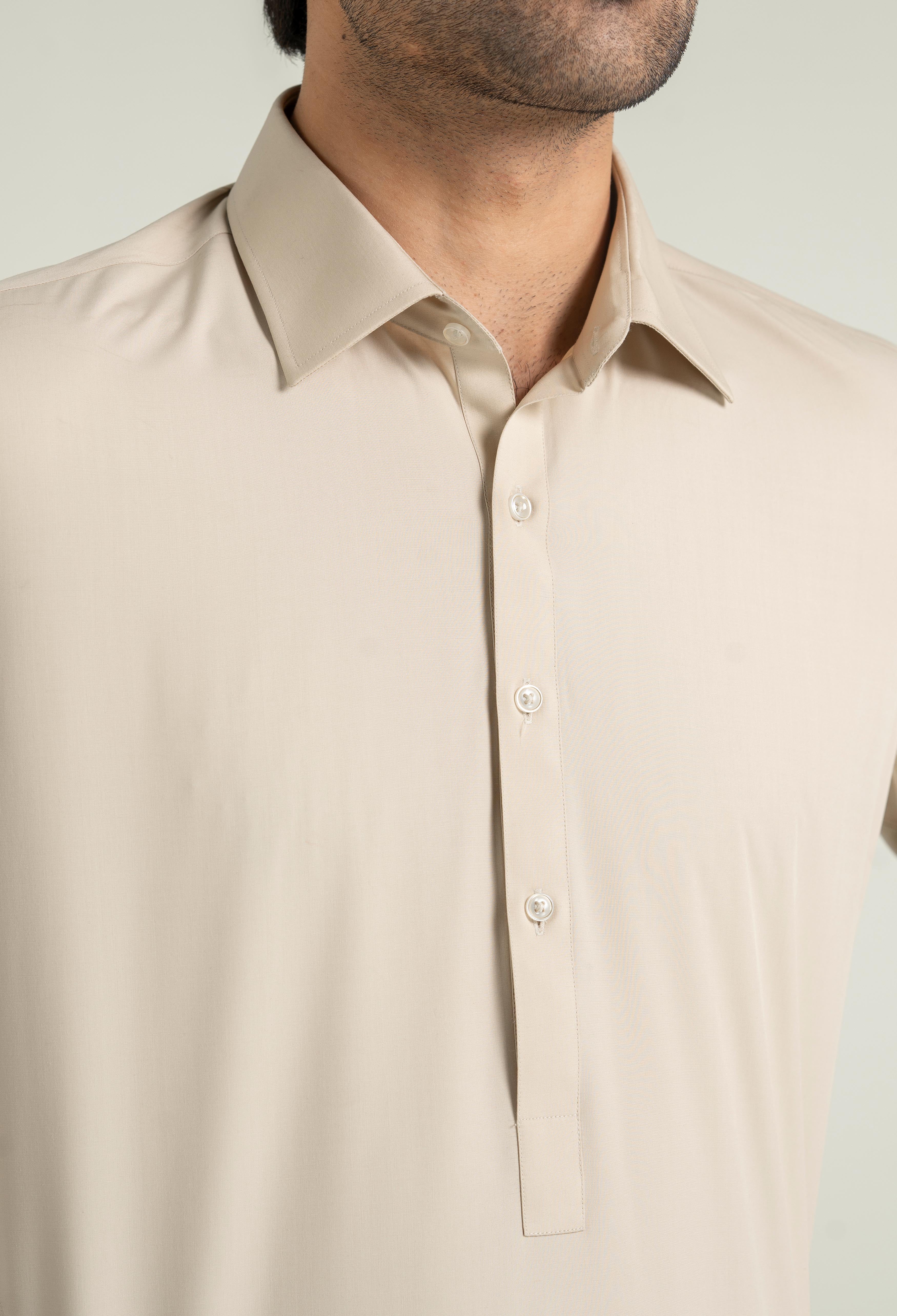 Parmesan Beige Blended Kameez Shalwar - Image 2