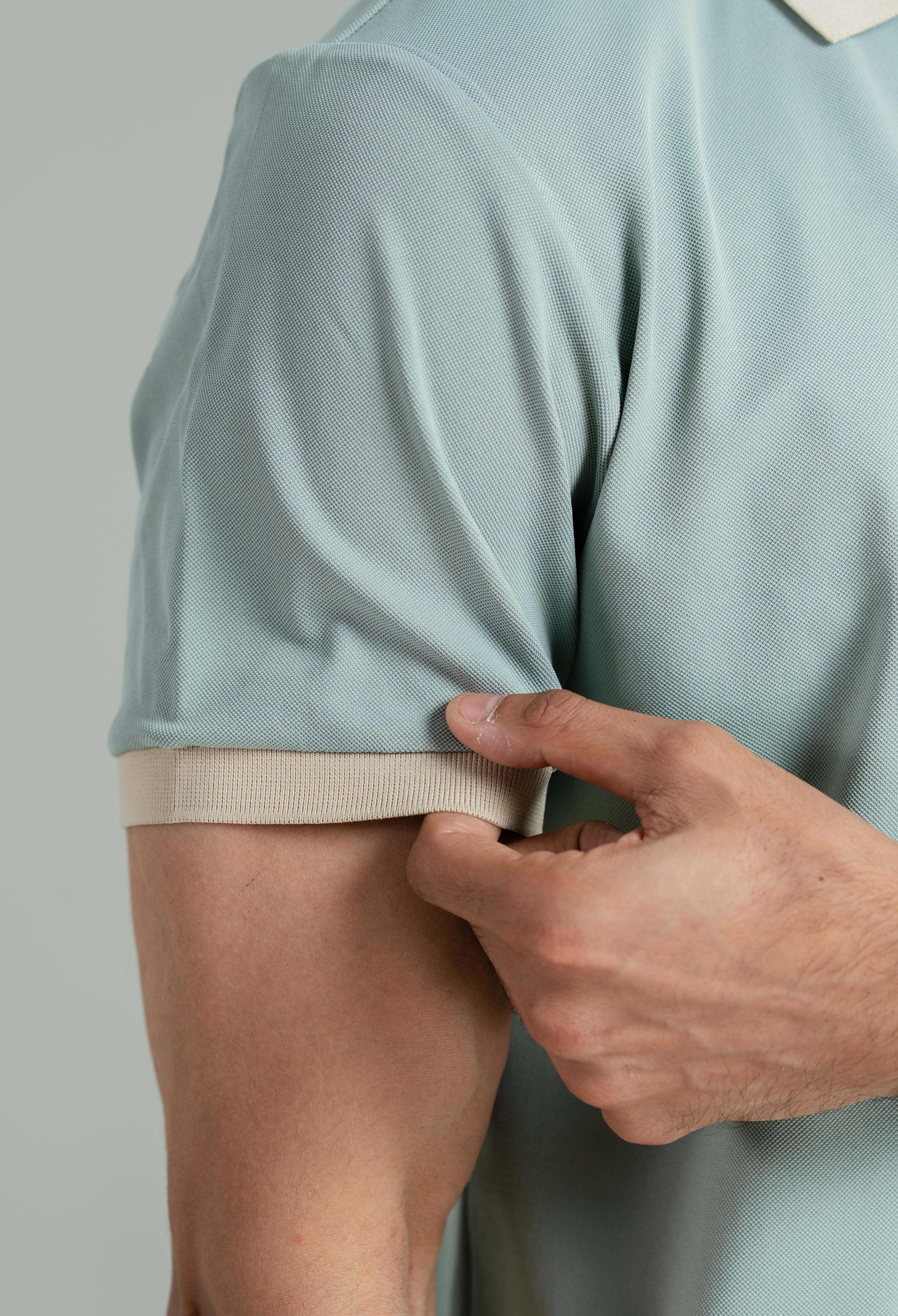 Pastel Green Contrast Collar Polo - Image 3