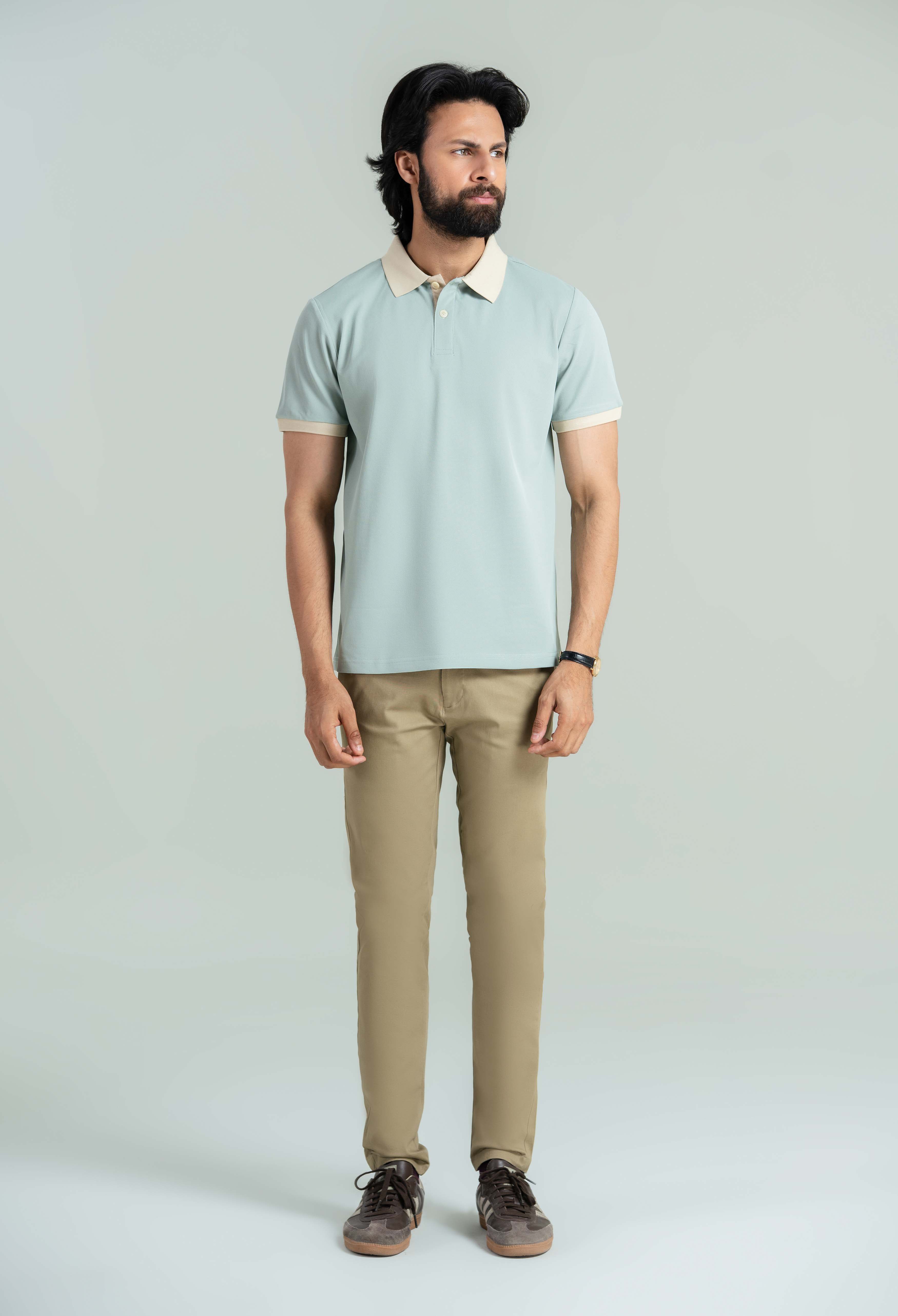 Pastel Green Contrast Collar Polo - Image 5