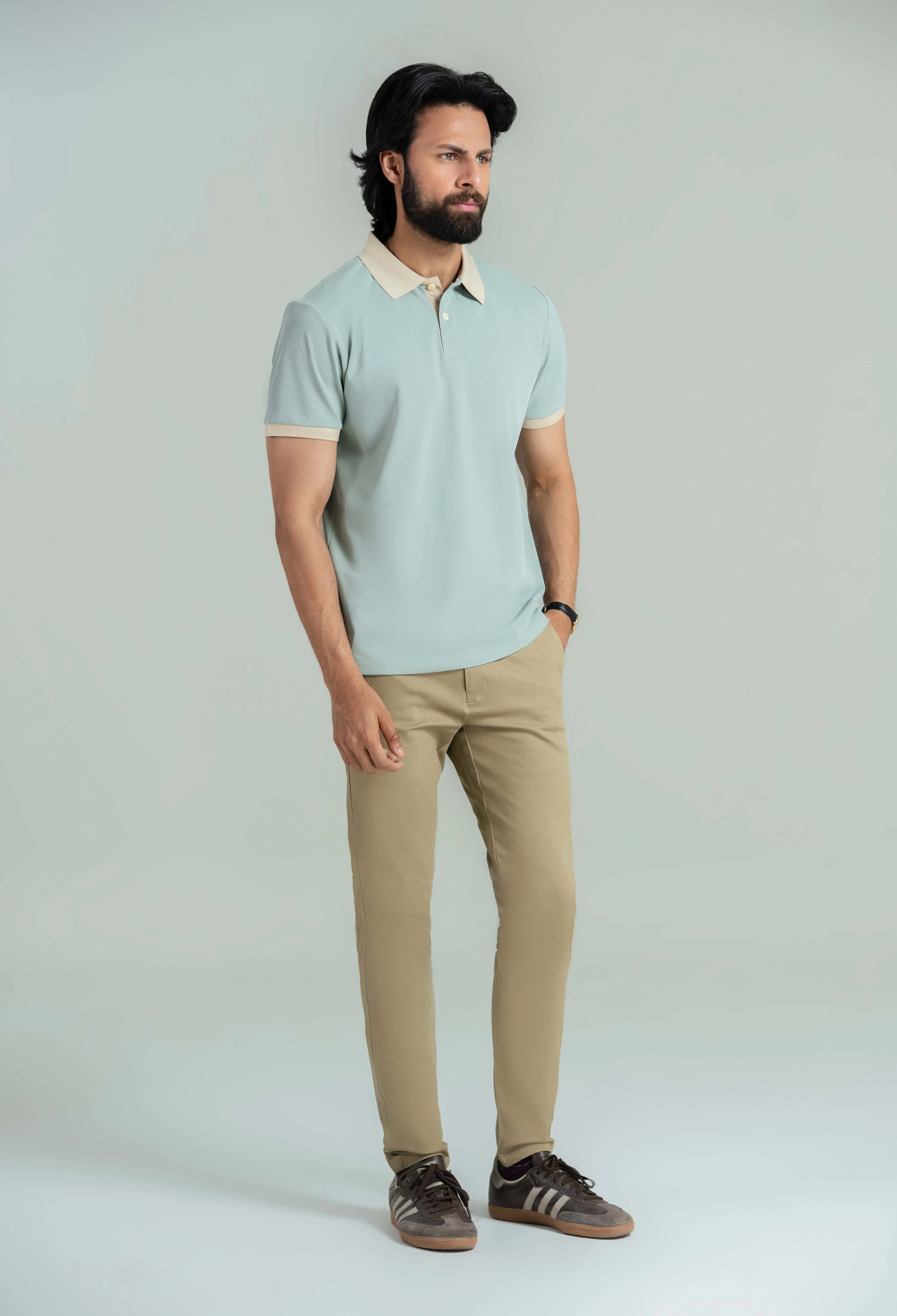Pastel Green Contrast Collar Polo - Image 6