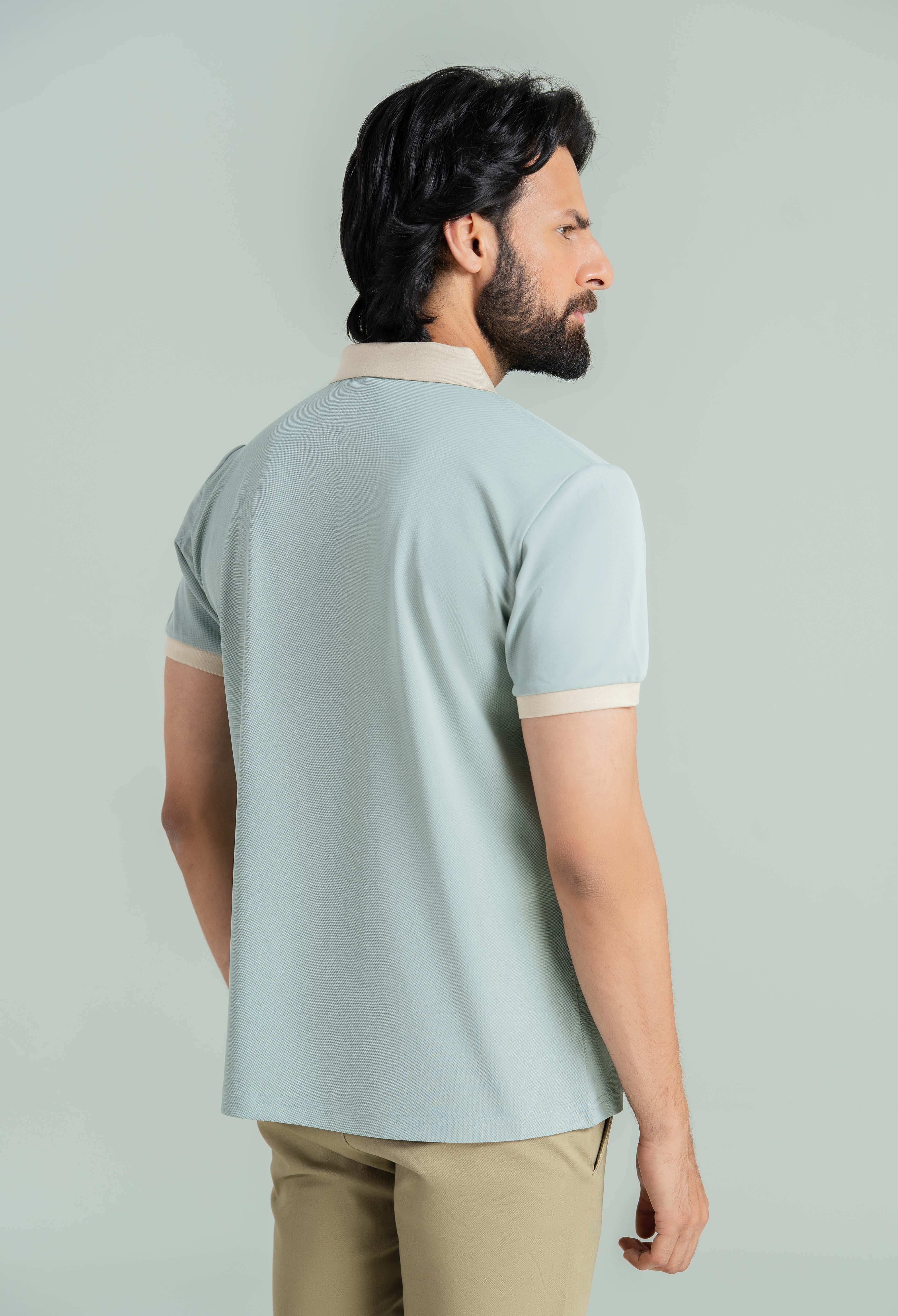 Pastel Green Contrast Collar Polo - Image 7