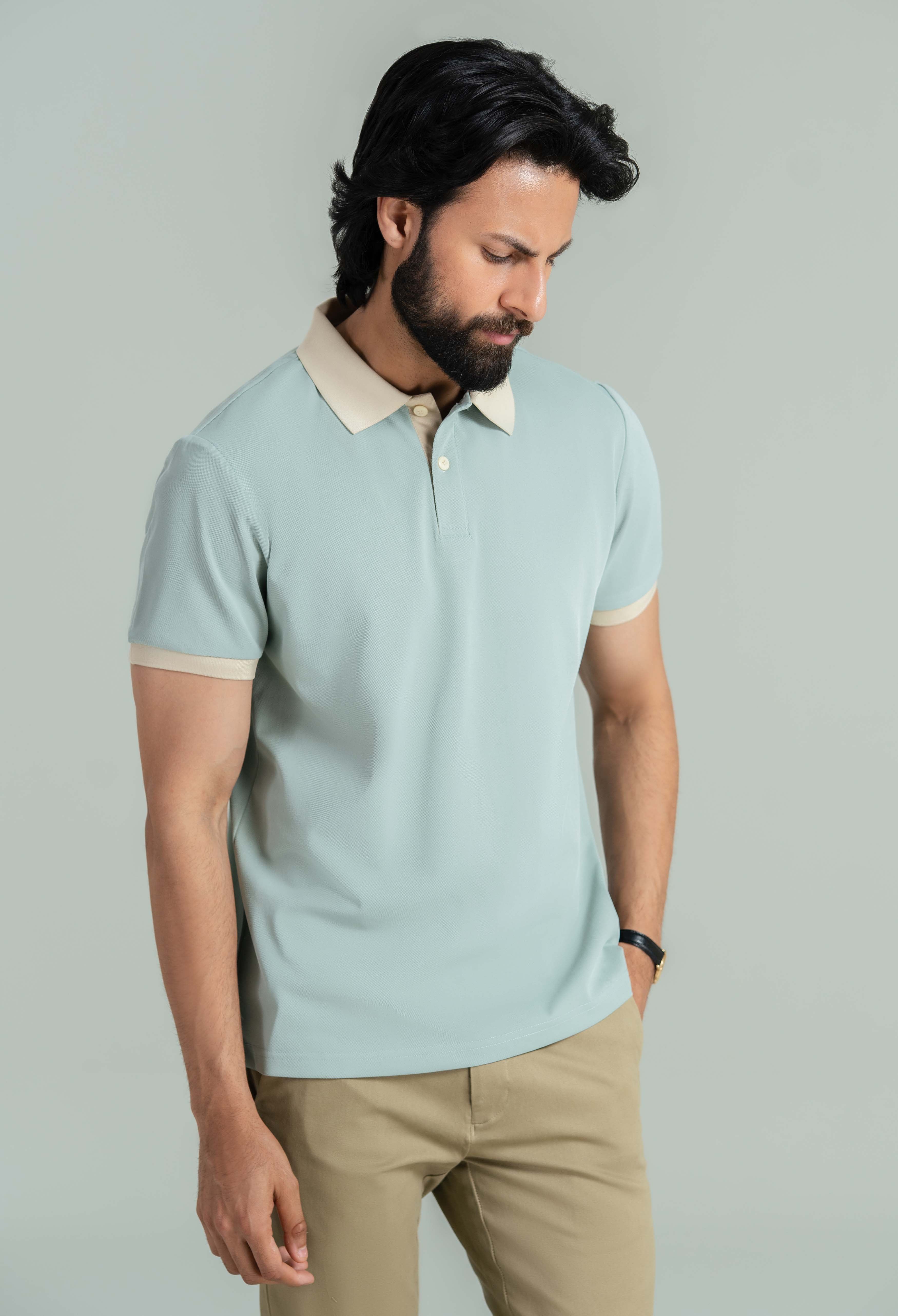 Pastel Green Contrast Collar Polo - Image 8