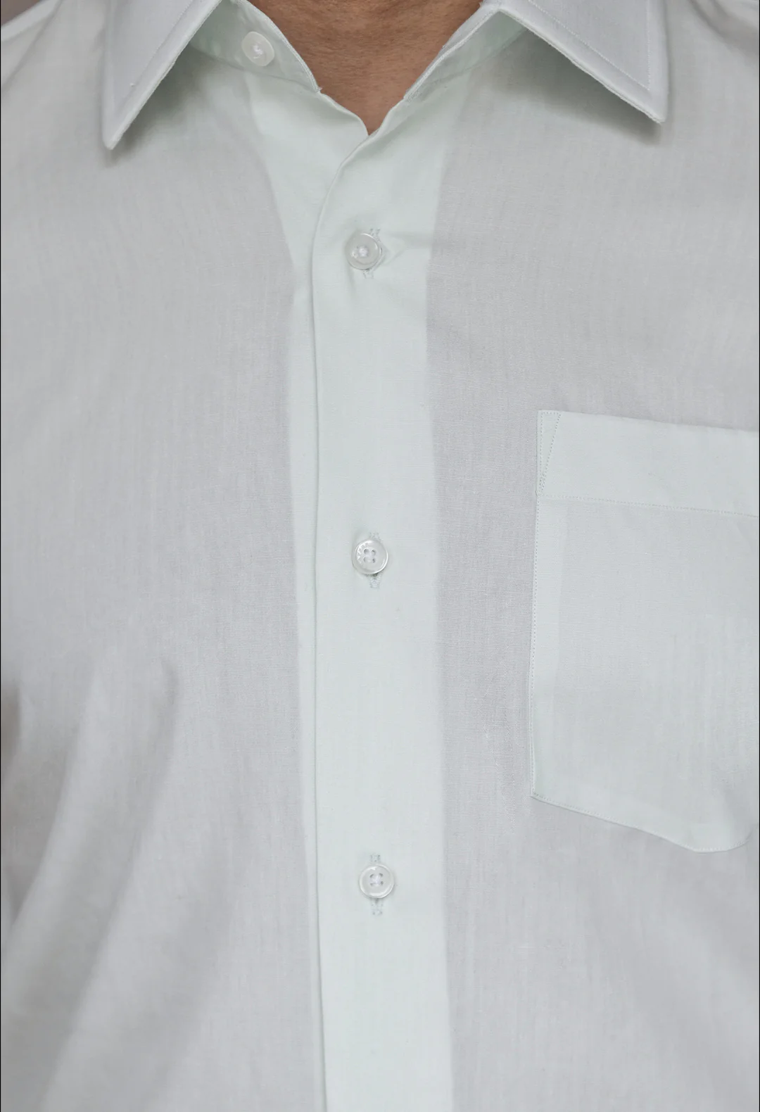 Pastel Green Plain Formal Shirt - Image 5