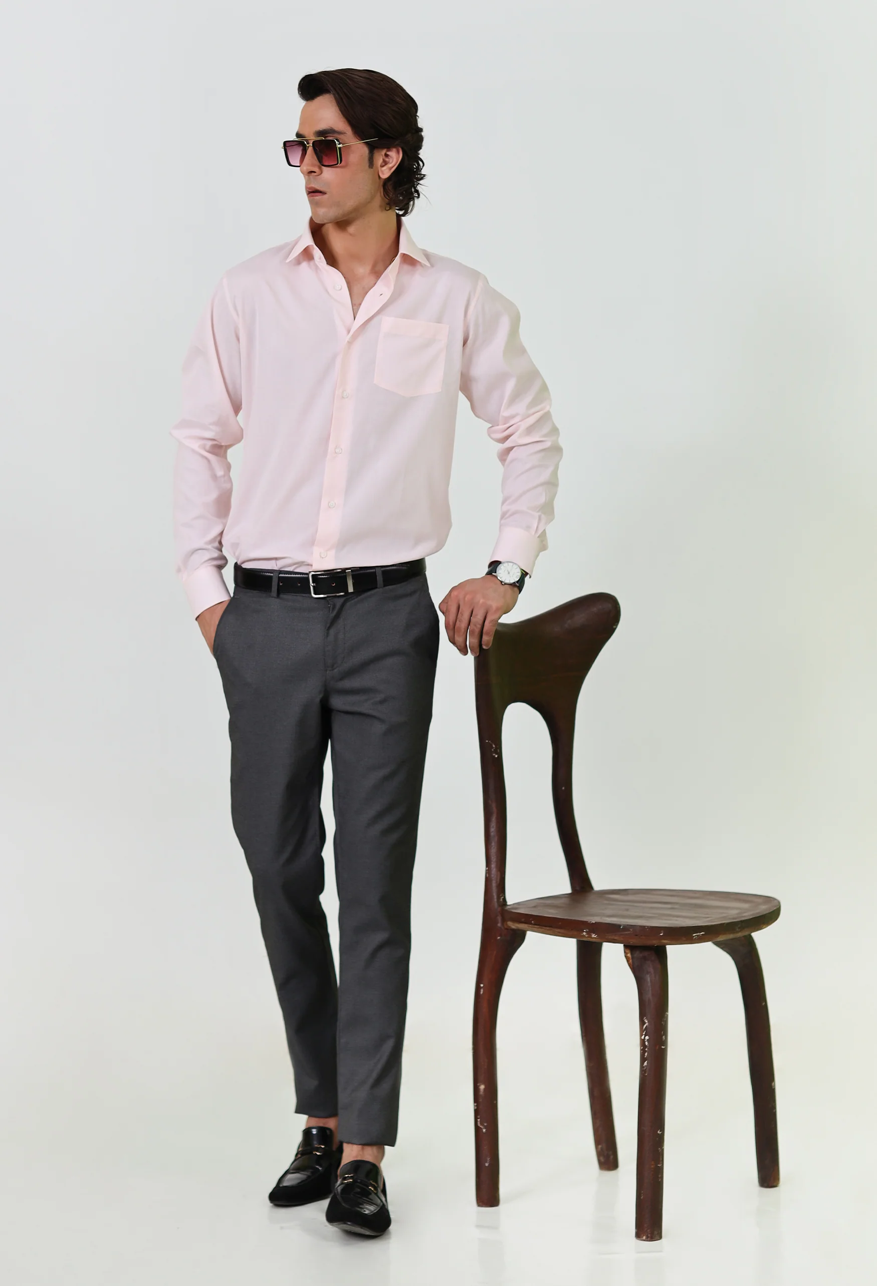 Pastel Pink Cotton Formal Shirt - Image 3