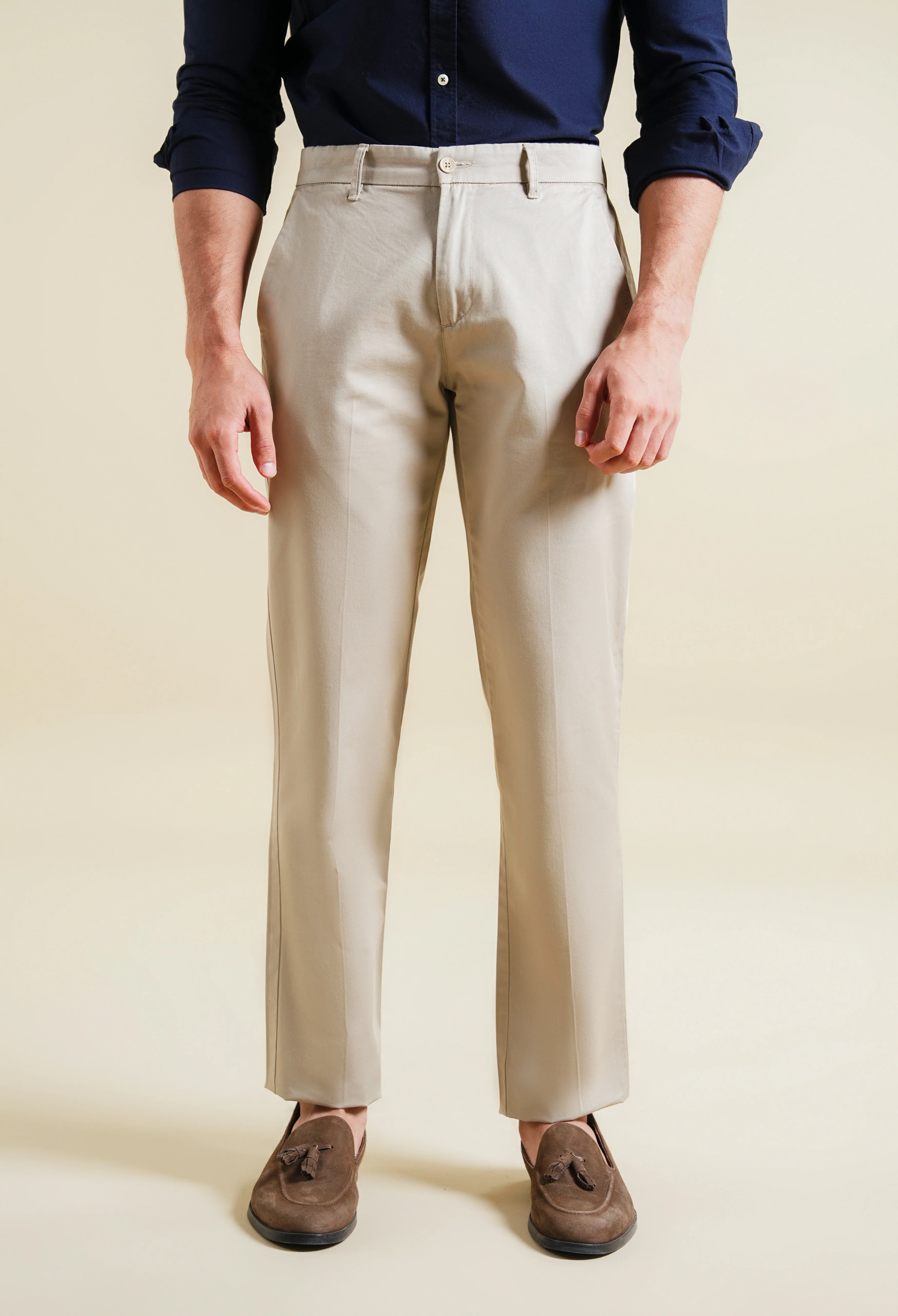 Peanut Beige Cotton Trouser - Image 5