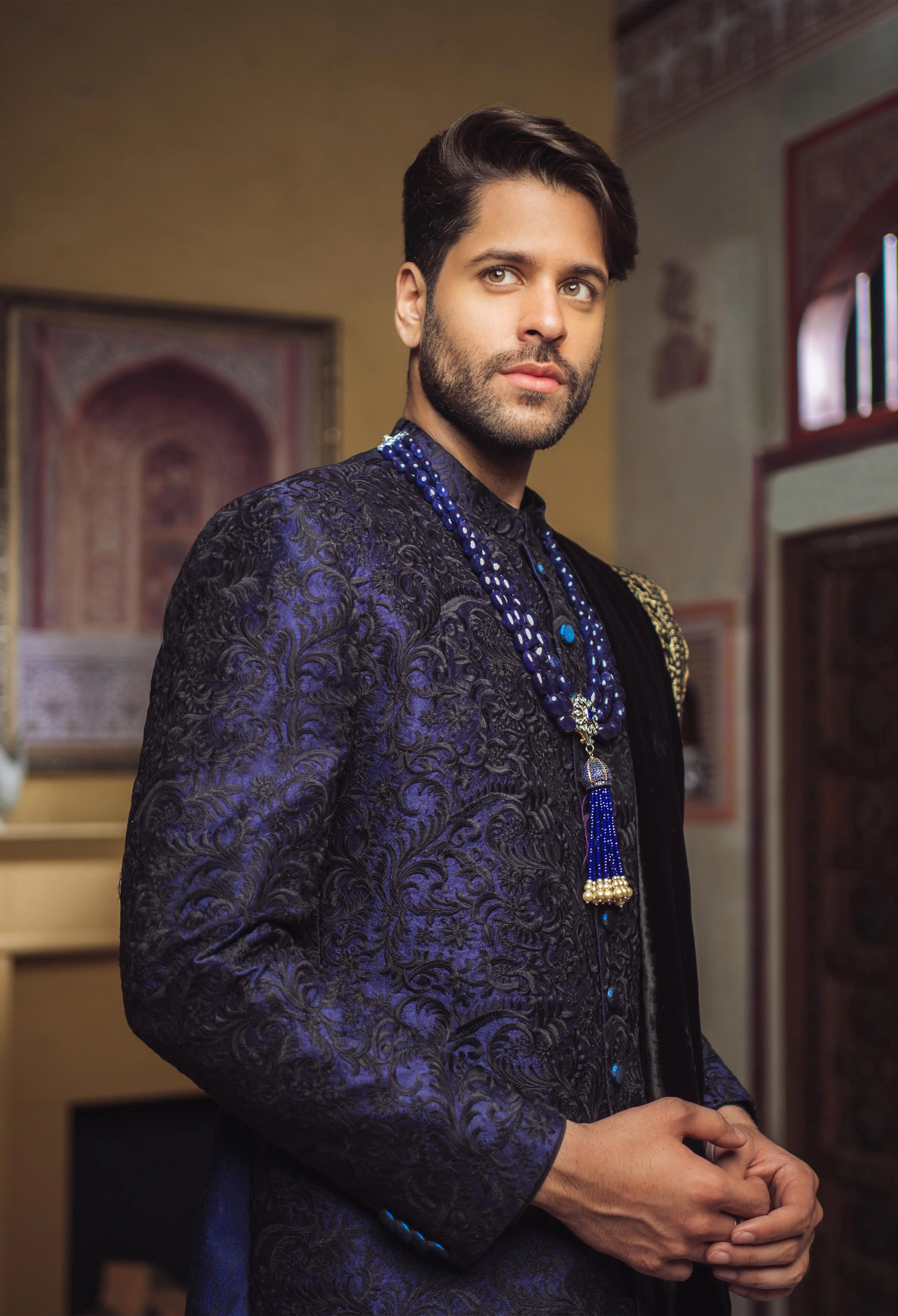 PEARL SAPPHIRE Sherwani (SHR-00065) - Image 3