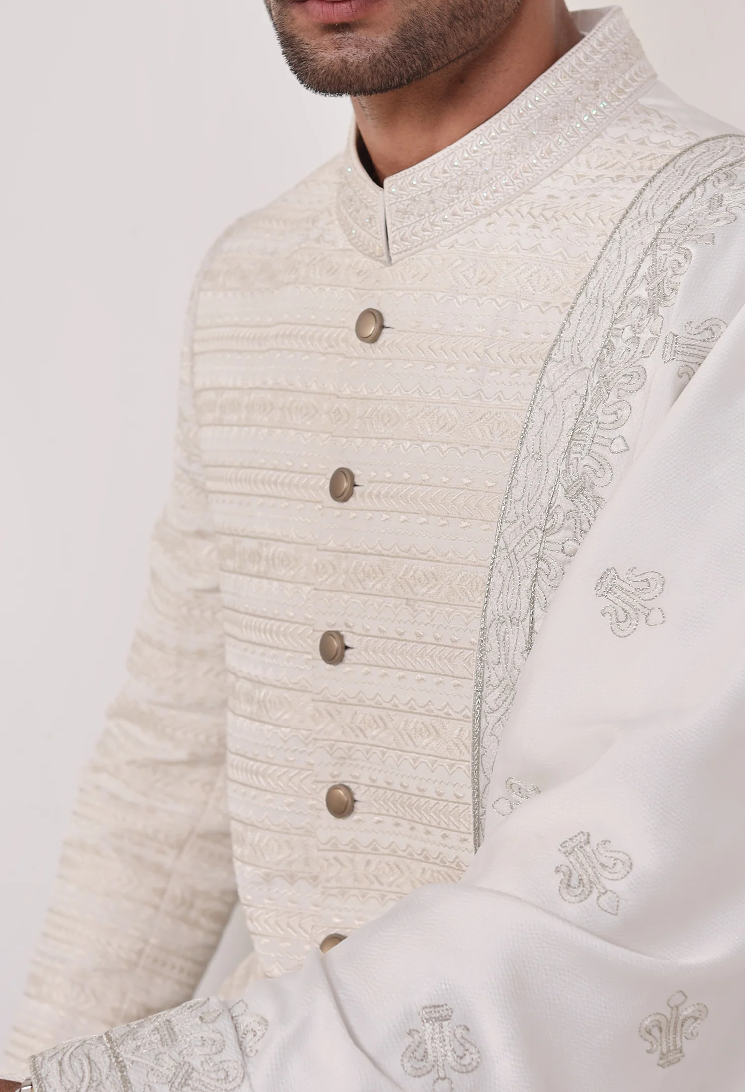 Pearl White Sherwani (Sher-000555) - Image 2