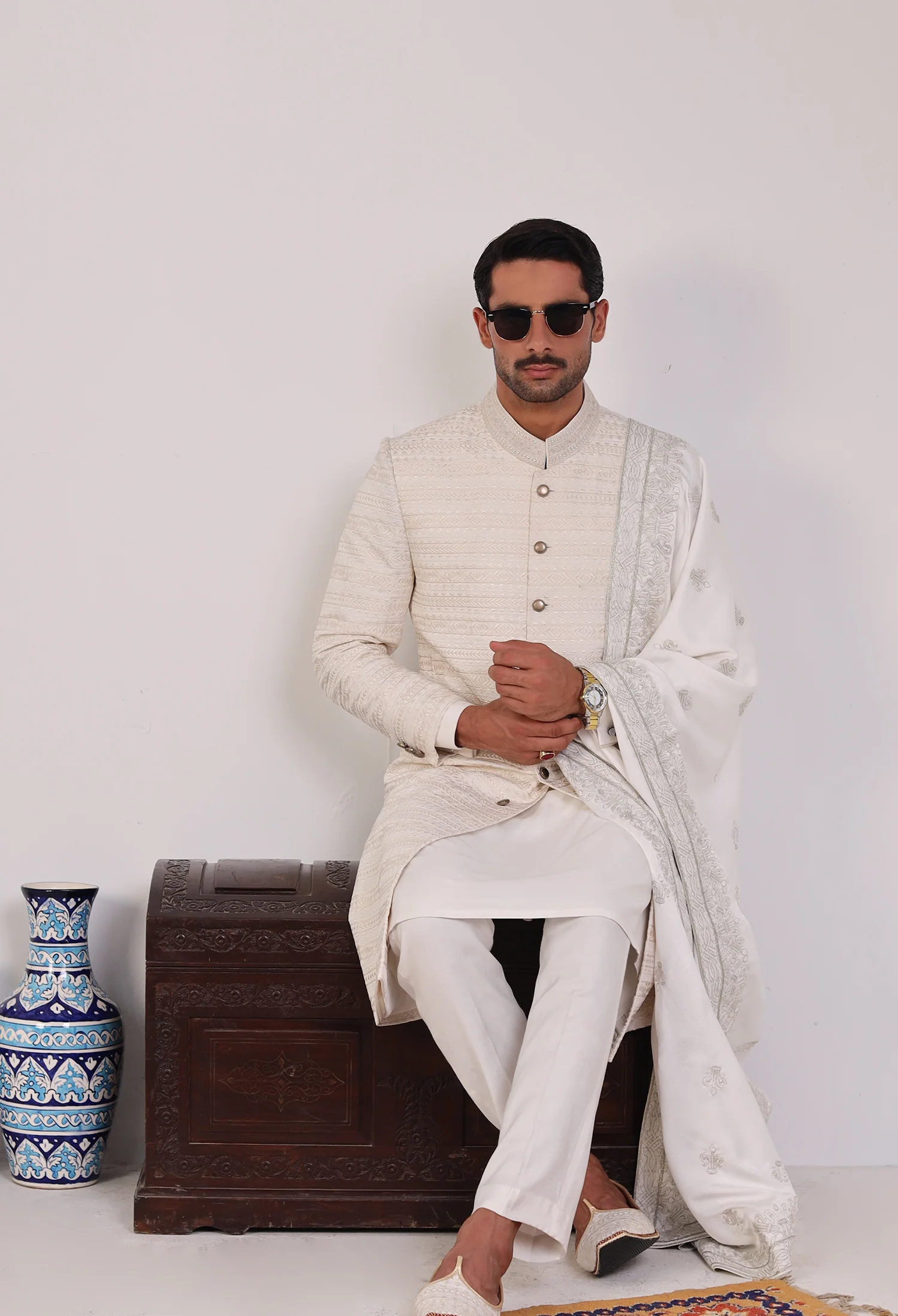 Pearl White Sherwani (Sher-000555) - Image 4