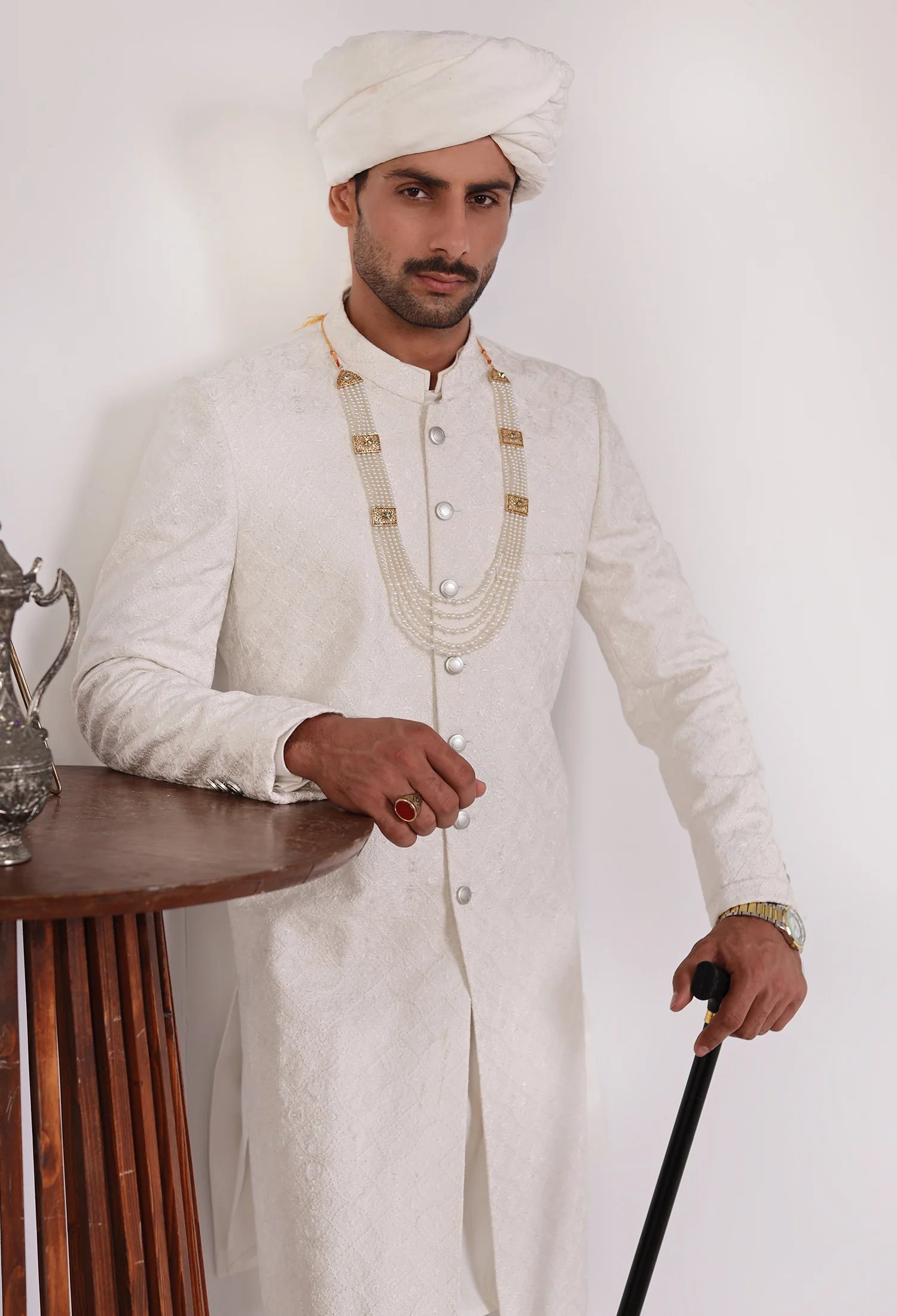 Pearl White Sherwani (Sher-000777) - Image 2
