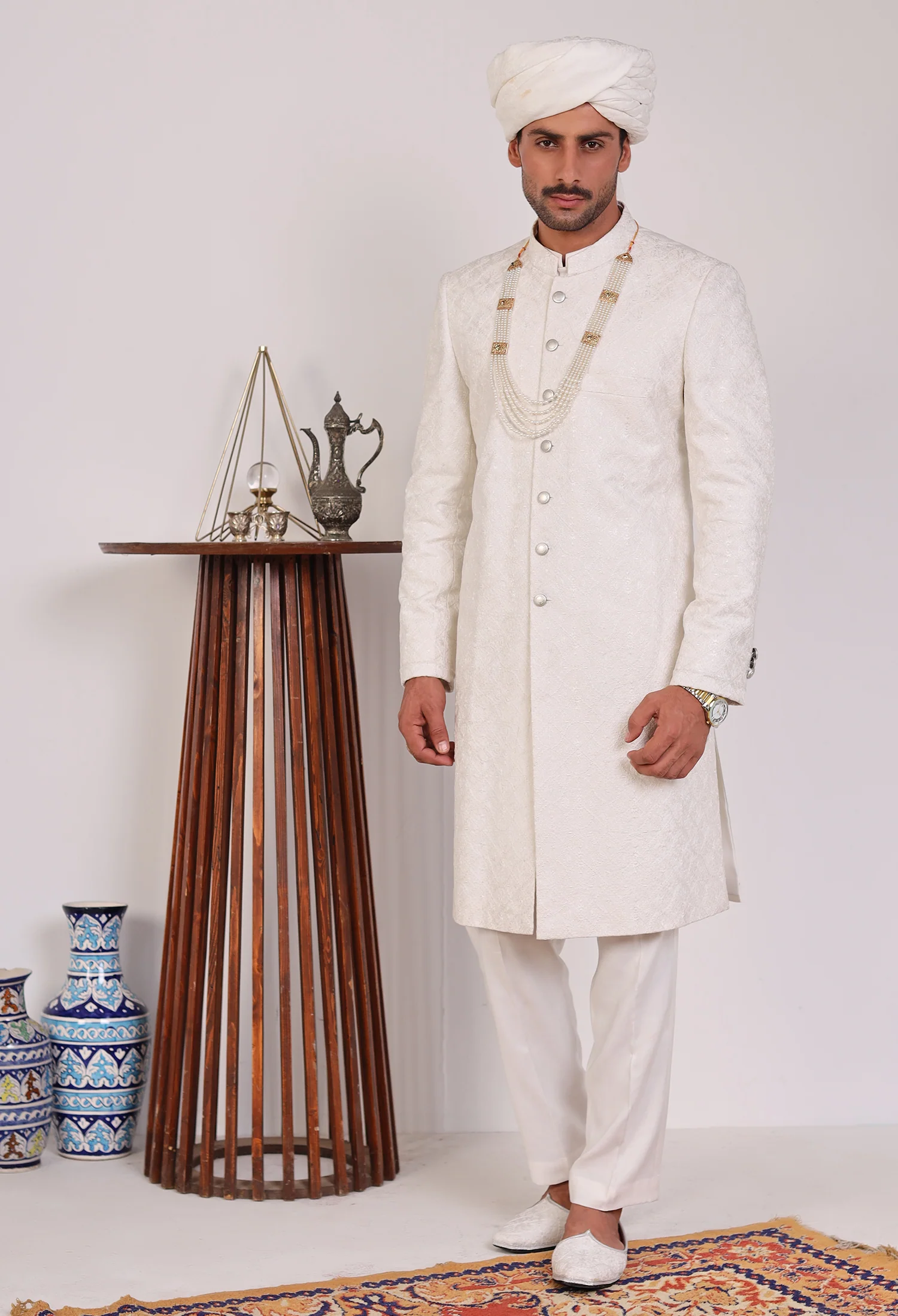 Pearl White Sherwani (Sher-000777) - Image 4