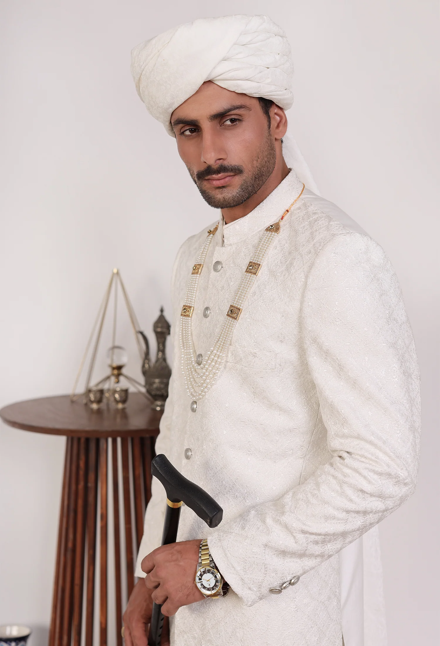 Pearl White Sherwani (Sher-000777) - Image 5