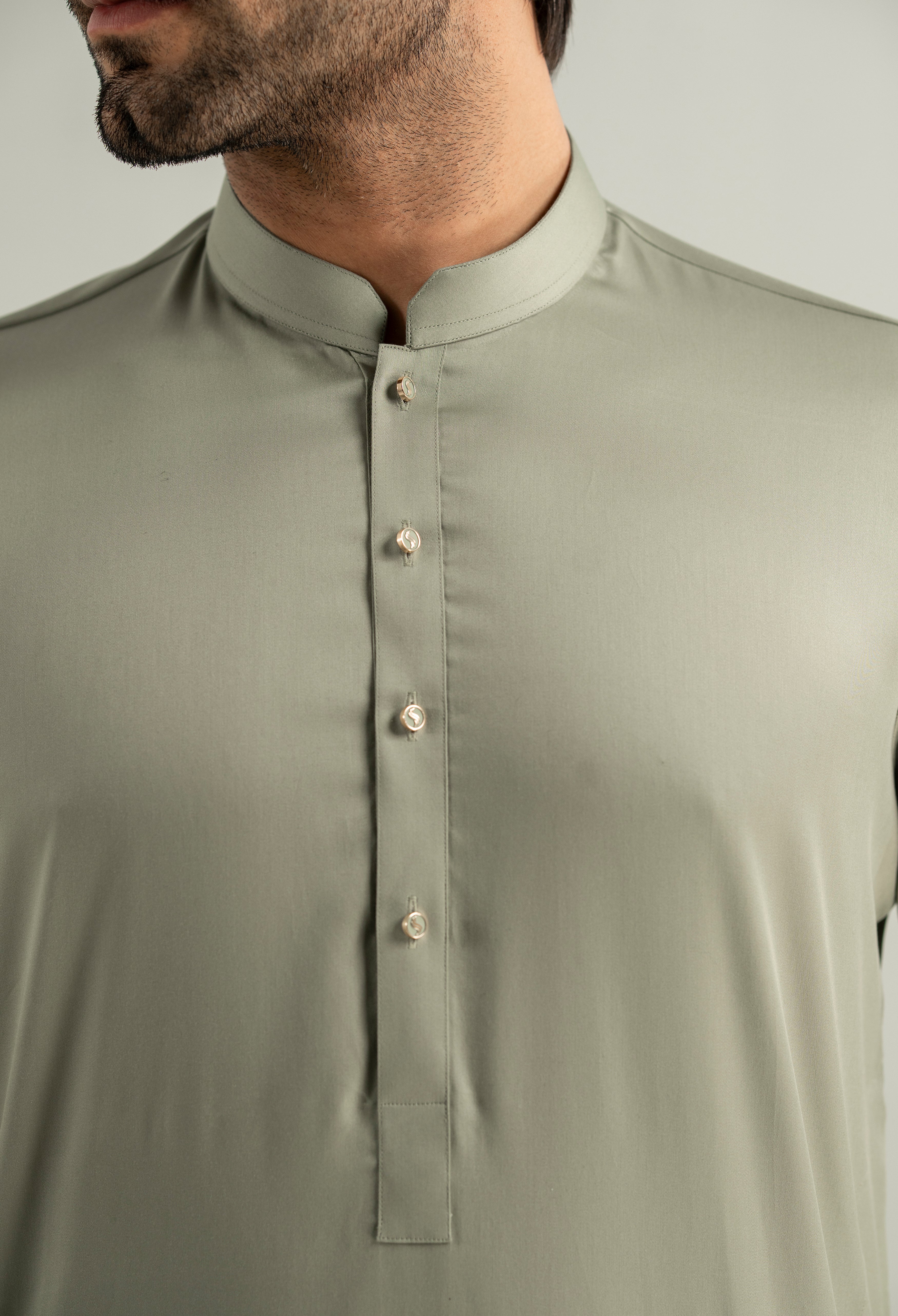 Pistachio Green Cotton Kameez Shalwar - Image 2