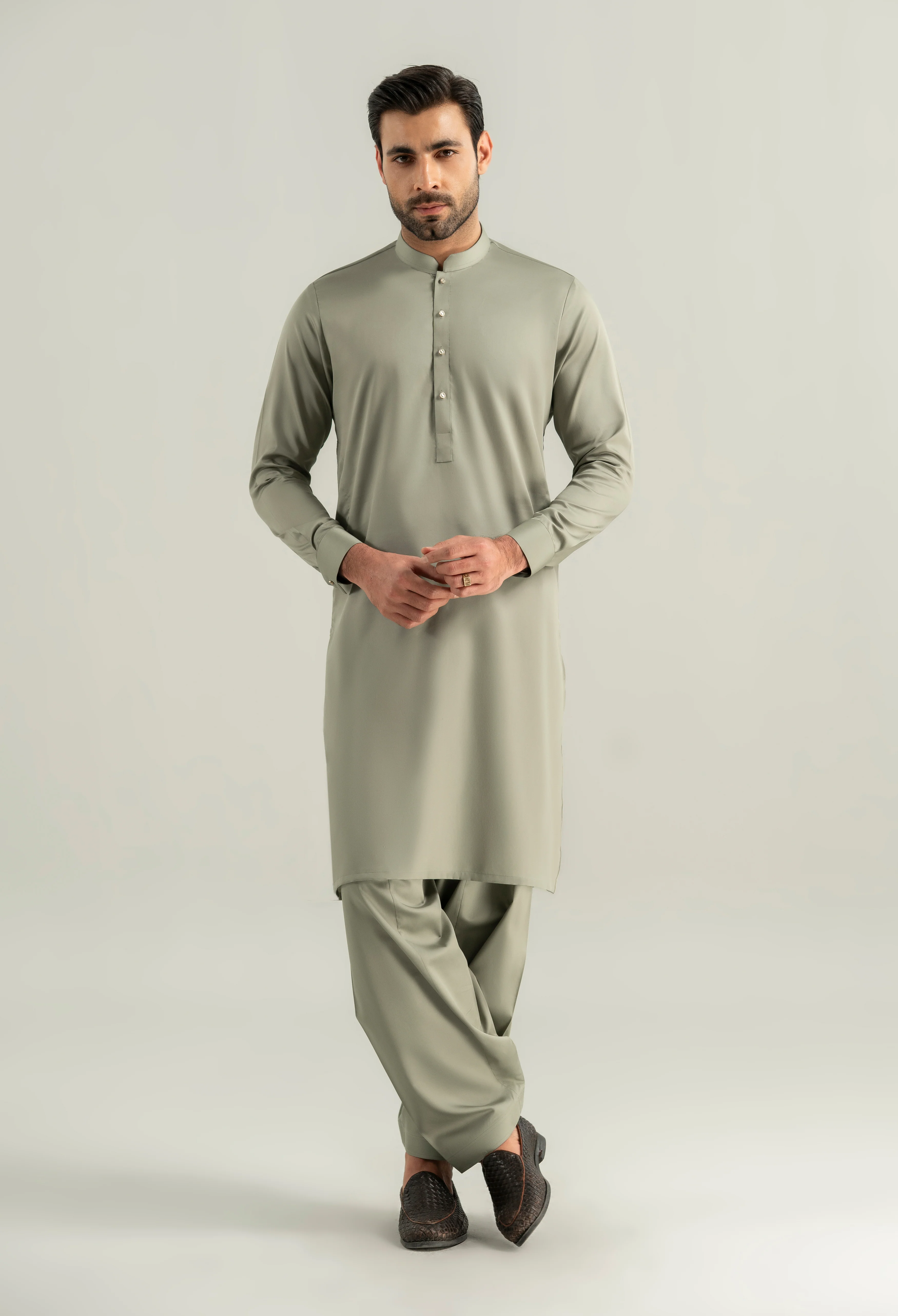Pistachio Green Cotton Kameez Shalwar - Image 4