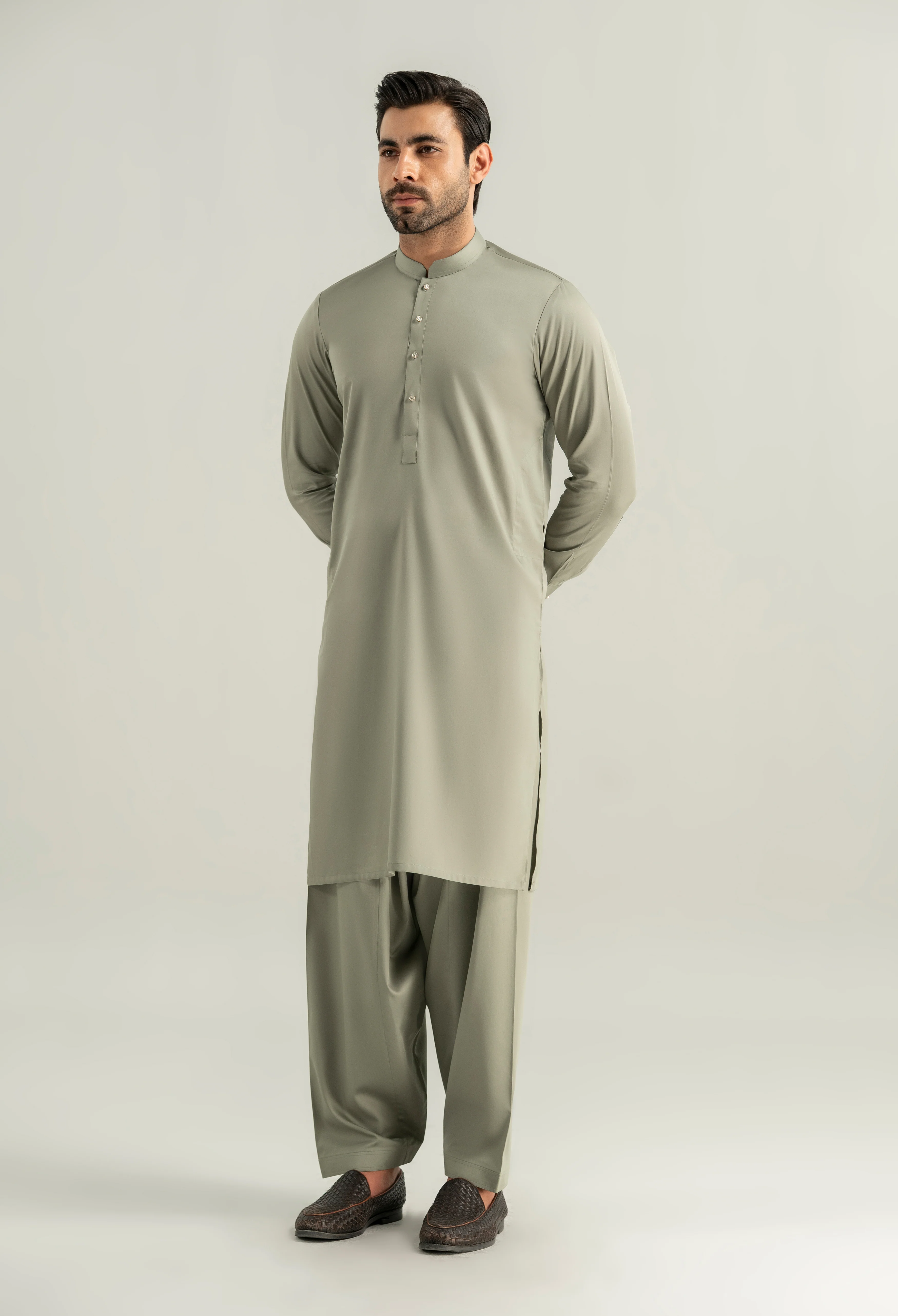 Pistachio Green Cotton Kameez Shalwar - Image 5