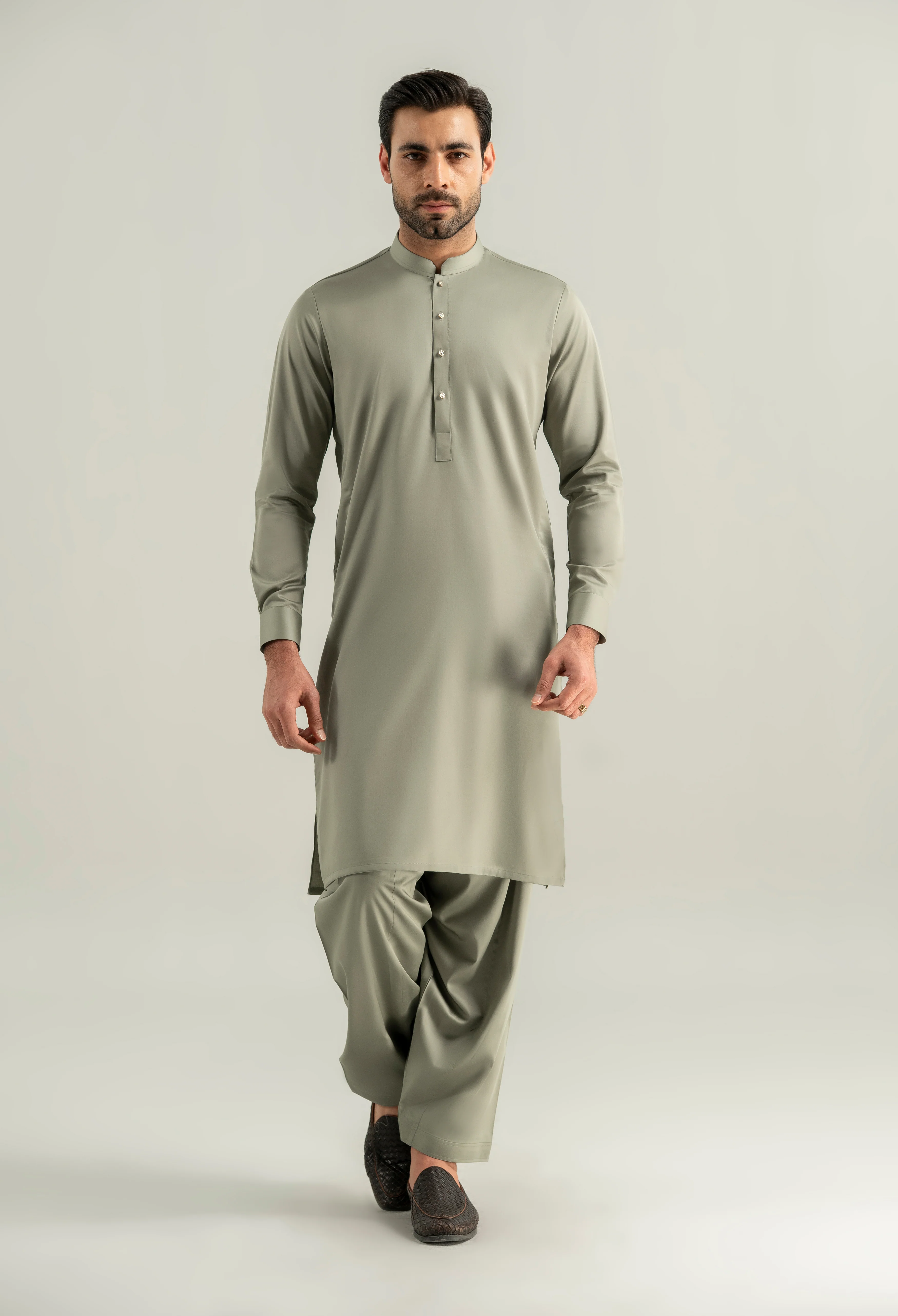Pistachio Green Cotton Kameez Shalwar - Image 6