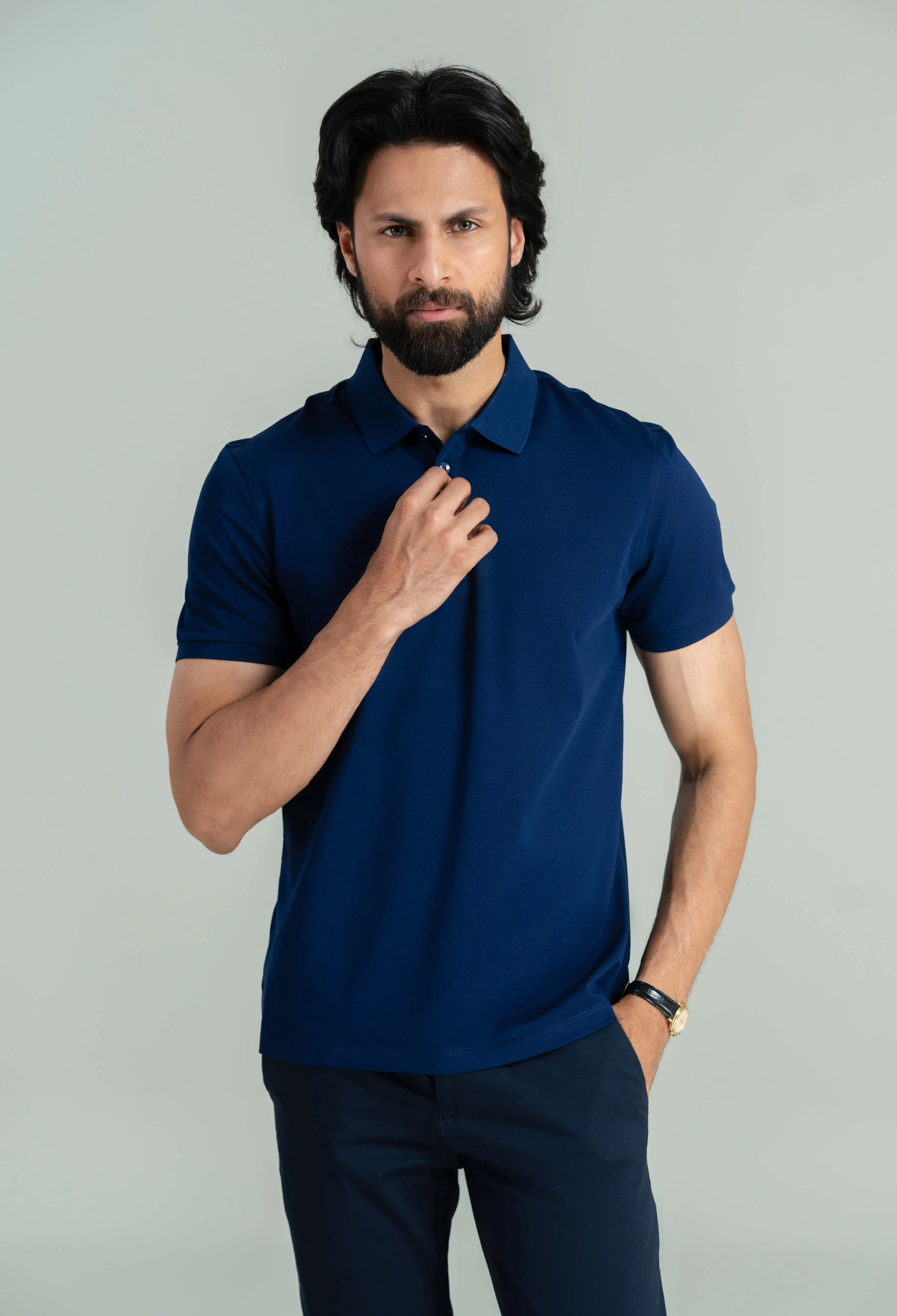 Royal Blue Basic Polo - Image 3